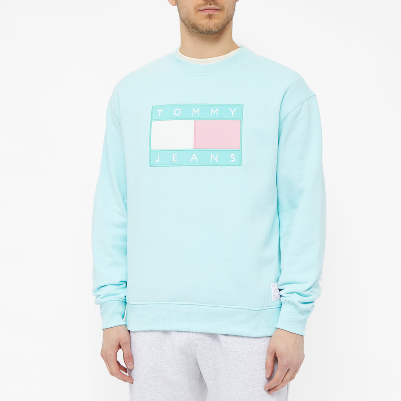 Tommy Jeans TJM Pastel Flag Crew Sweat Aqua Coast END.