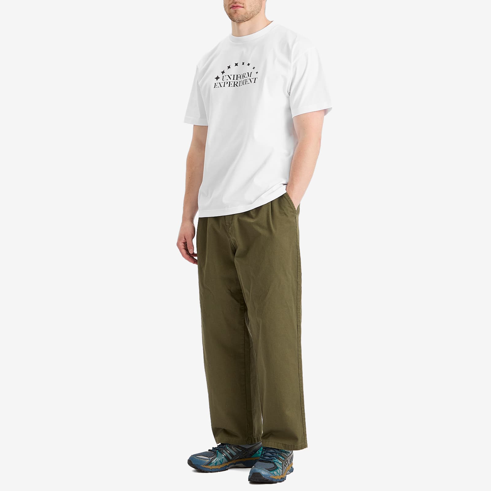 Uniform Experiment Stencil Logo T-Shirt - White