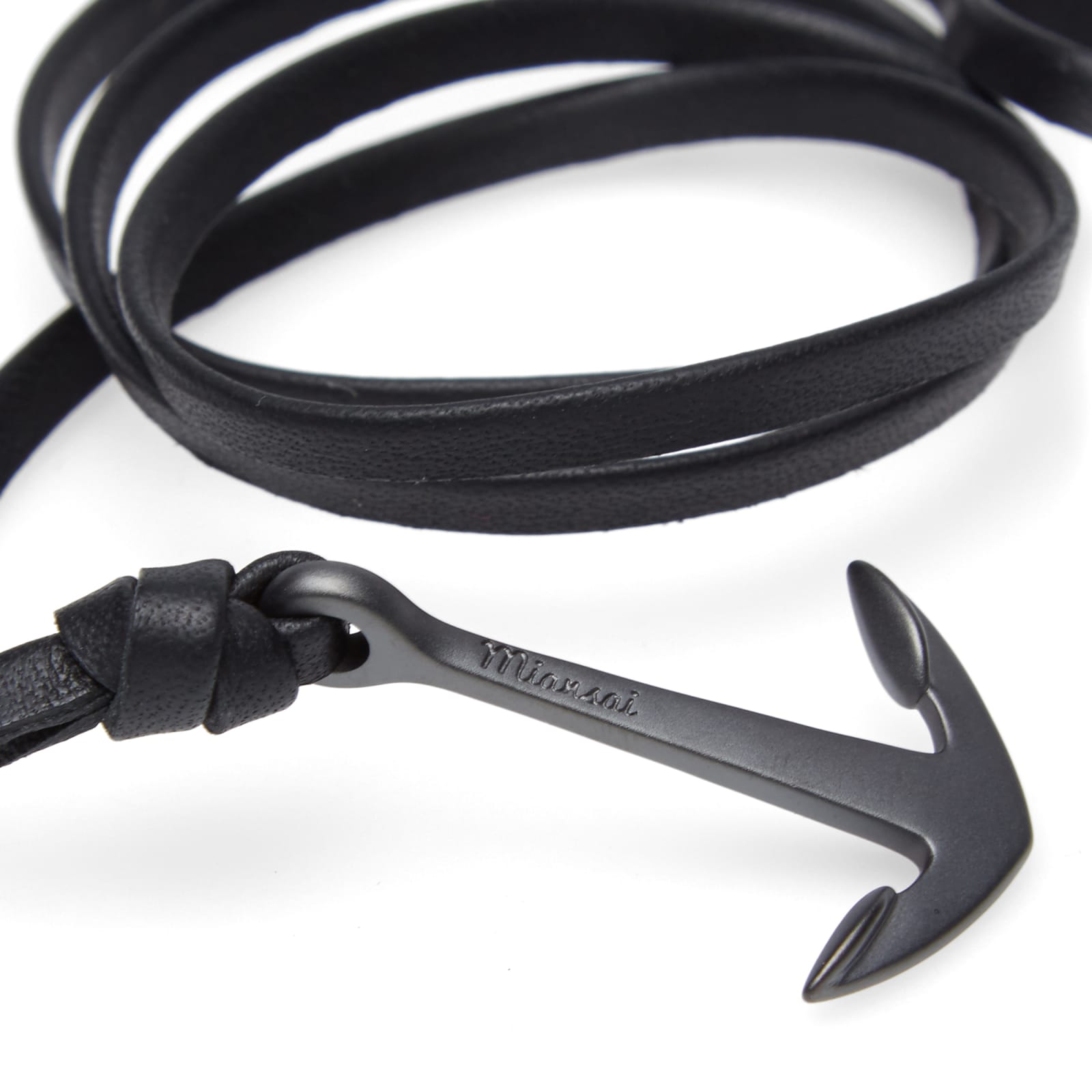 Miansai Black Anchor Leather Bracelet Black END.