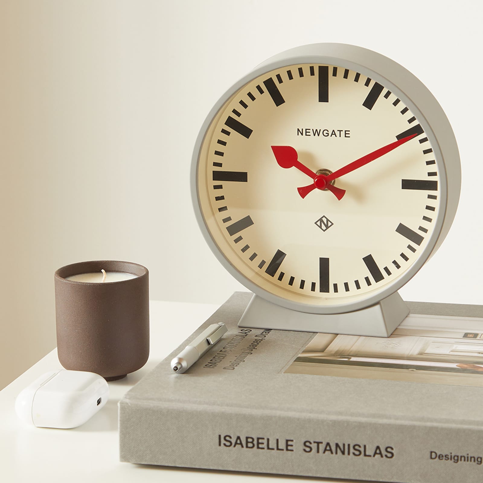 Newgate Clocks M Mantel Railway Clock Grey END.