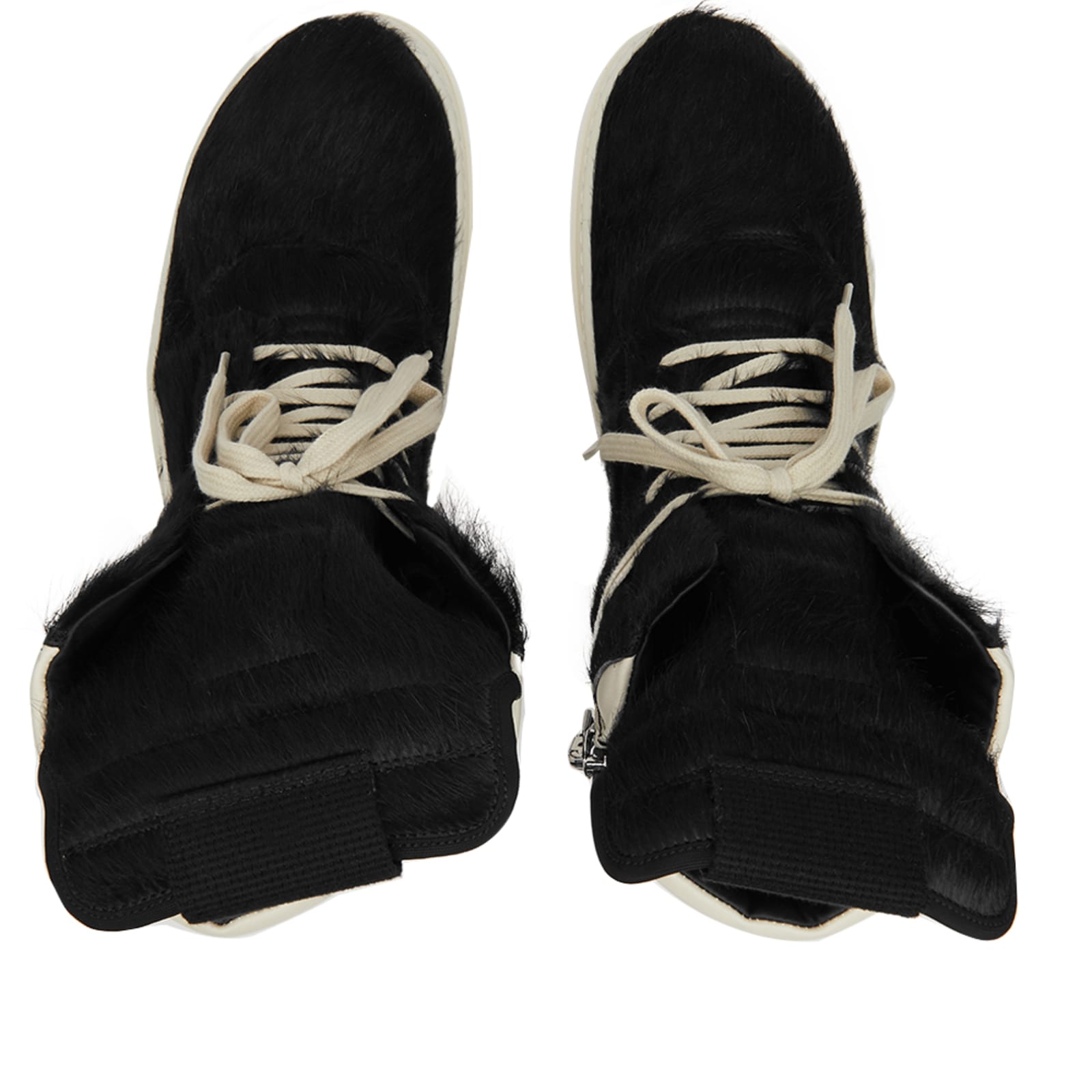Rick Owens Pony Hair Geobasket Sneaker Black & Milk END.