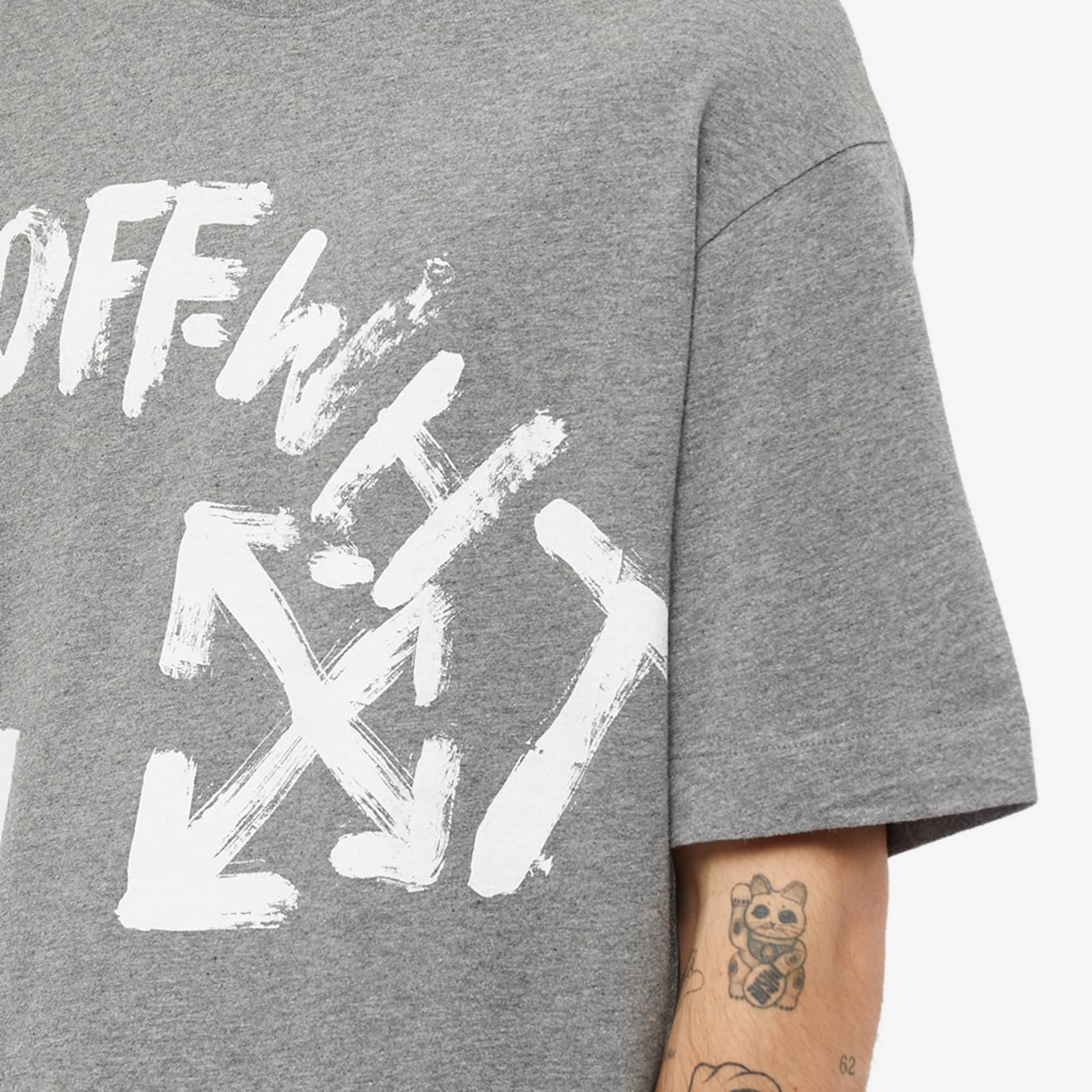 OffWhite Paint Script Oversized Skate TShirt Grey Marl END. (NL)