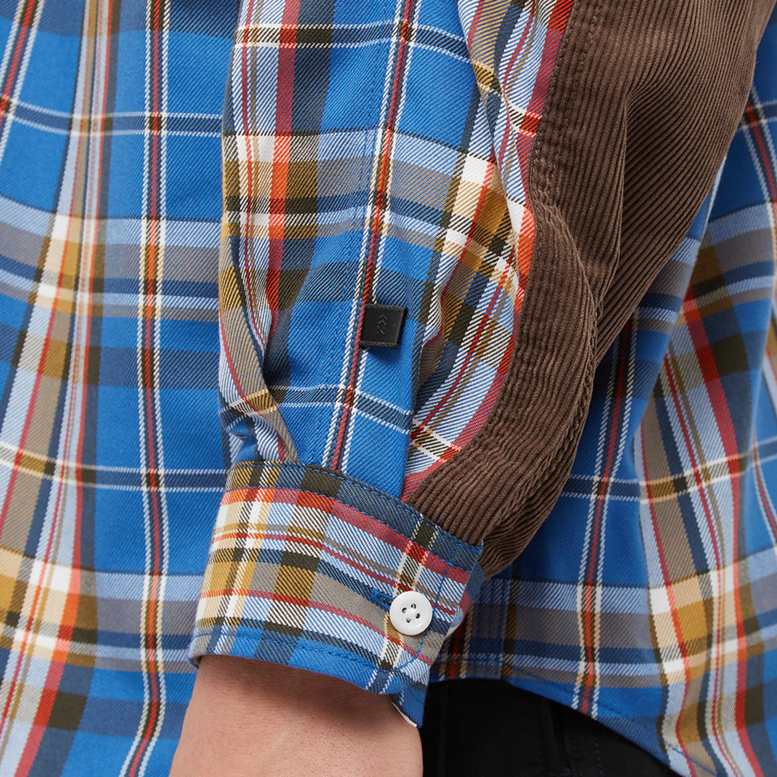 DAIWA Tech Elbow Patch Work Shirt Blue Check END.