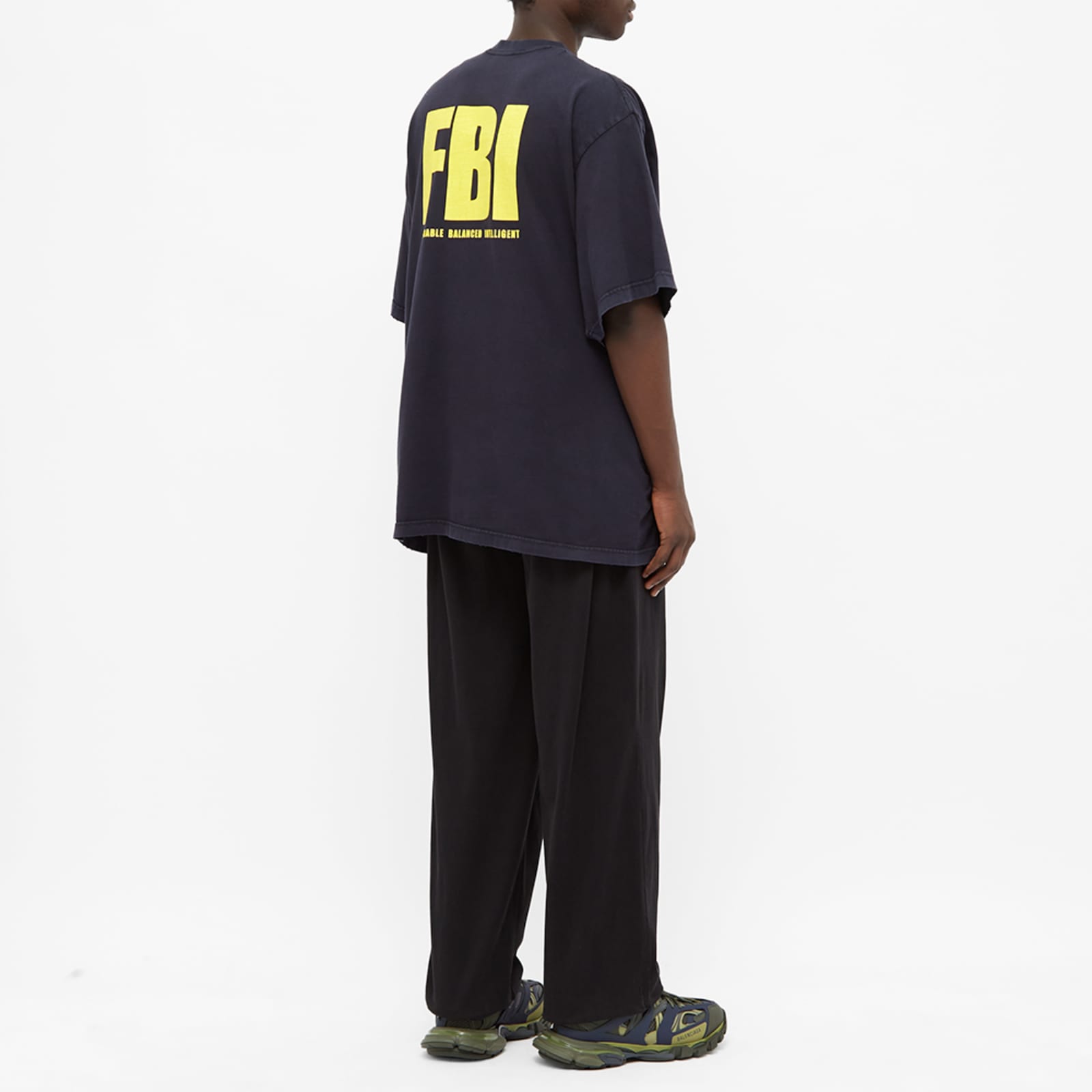 Balenciaga FBI Oversized T-Shirt - Marine Blue & Yellow