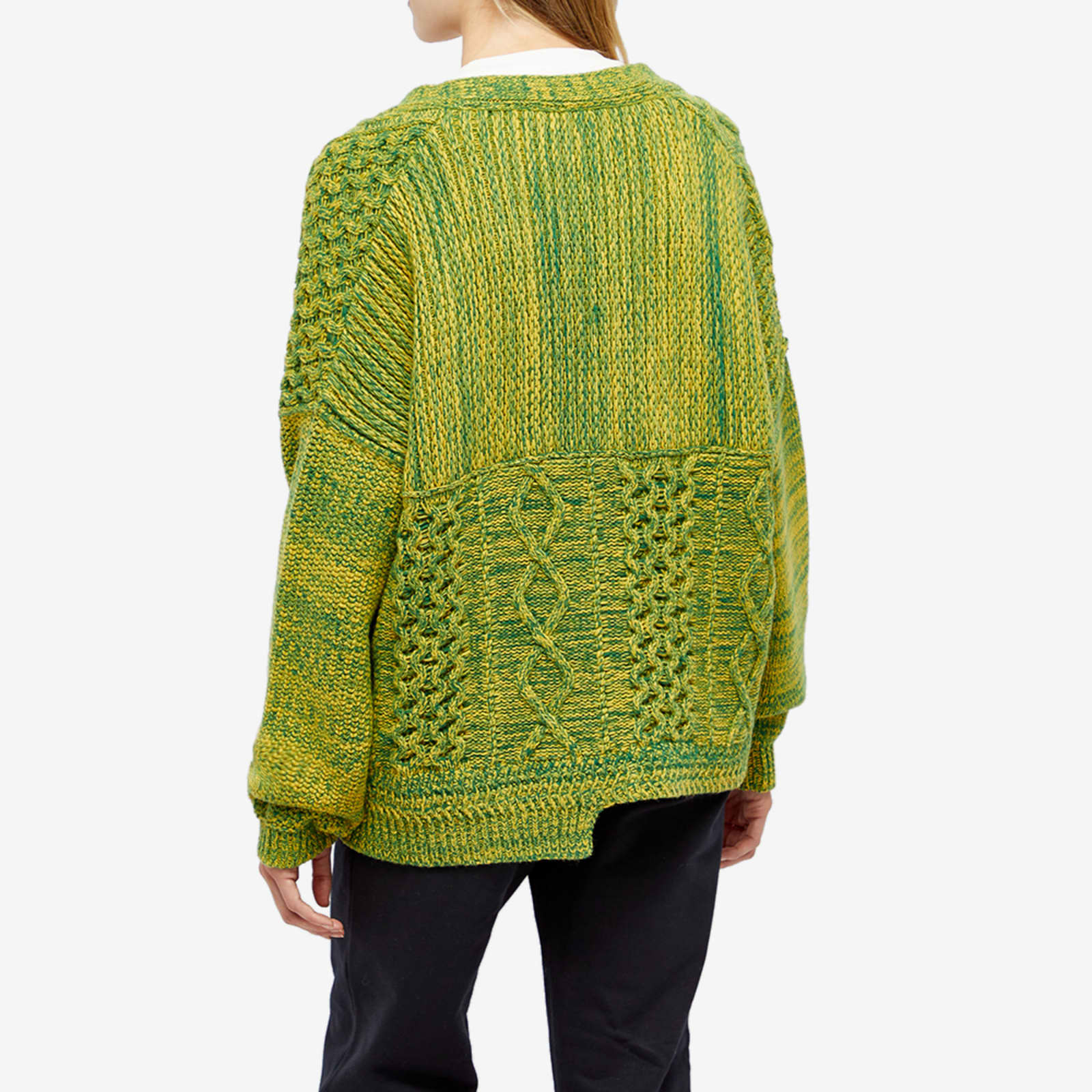Ambush Patchwork Knit Cardigan Green END.