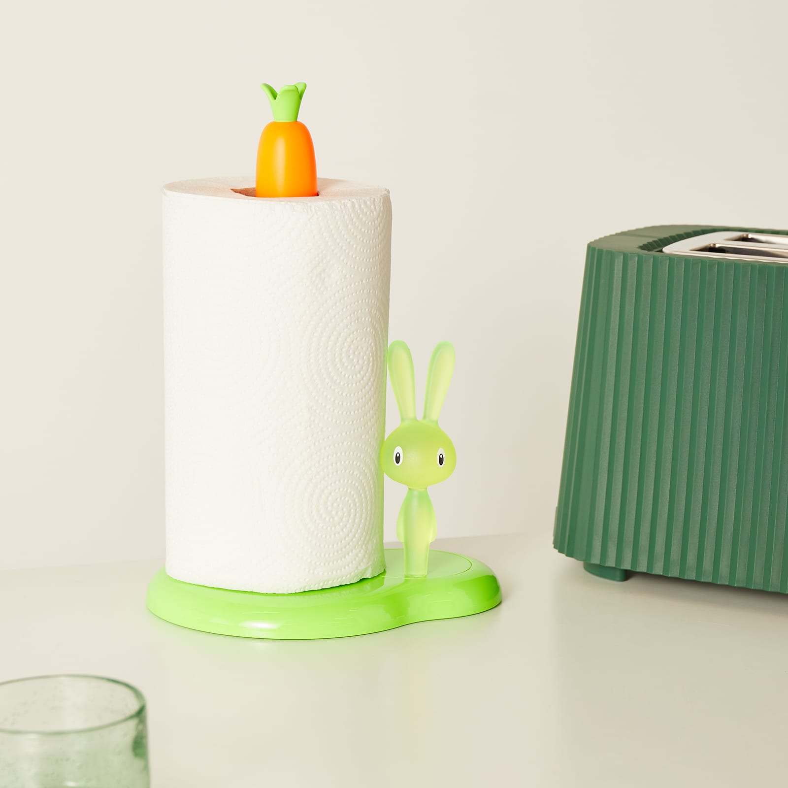Alessi Bunny & Carrot Kitchen Roll Holder Green END. (GB)