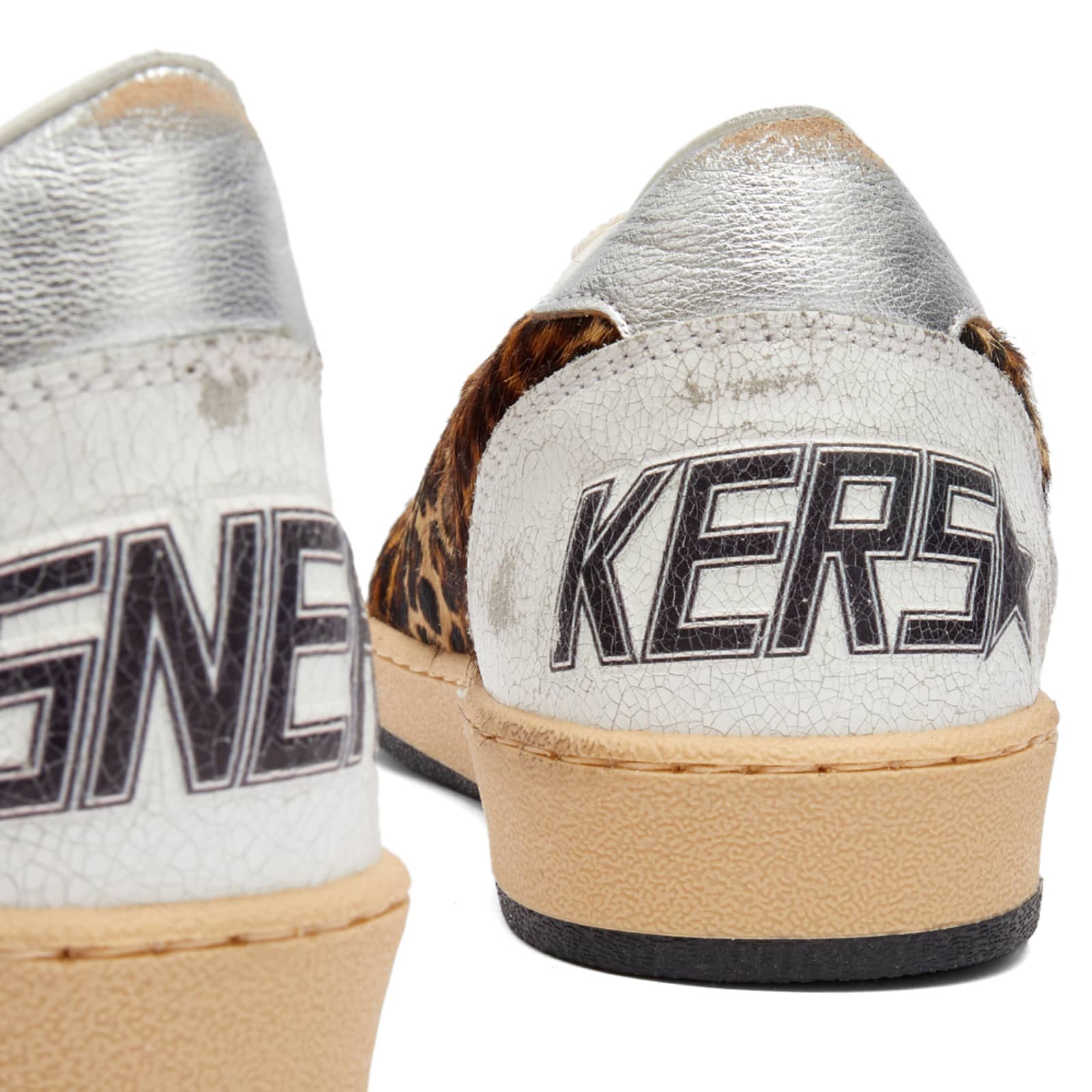 Golden Goose Ball Star Leather Sneaker - Beige, Brown Leo, White & Silver