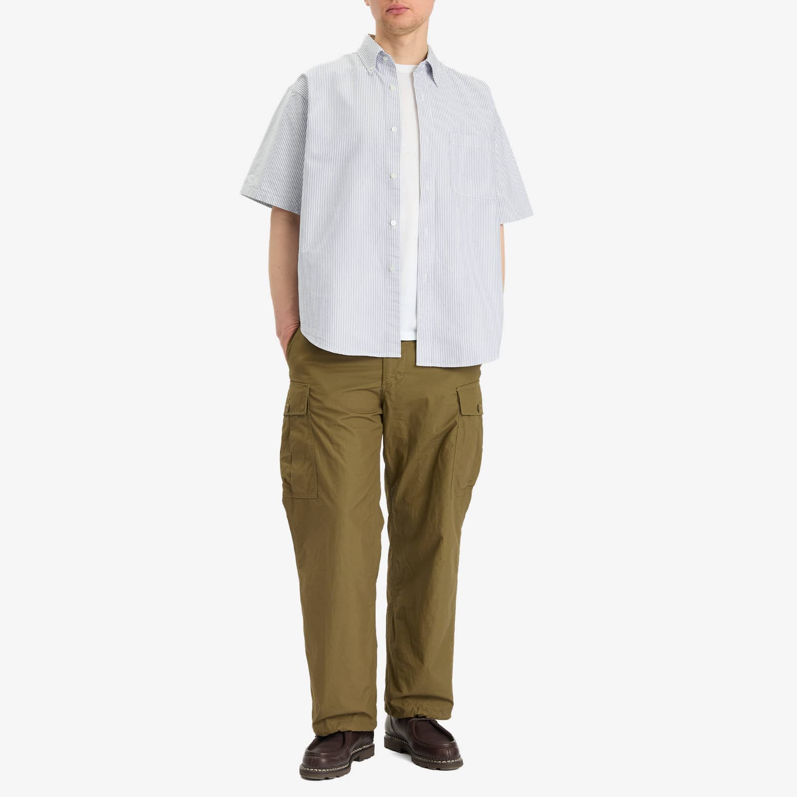BEAMS Easy BD Half Sleeve Shirt - Blue Stripe
