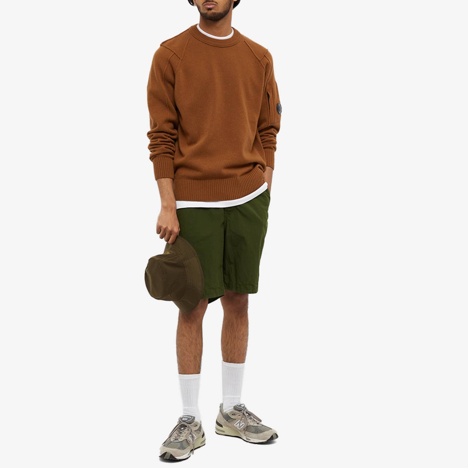 CP Company Arm Lens Crew Knit Bronze Brown END.