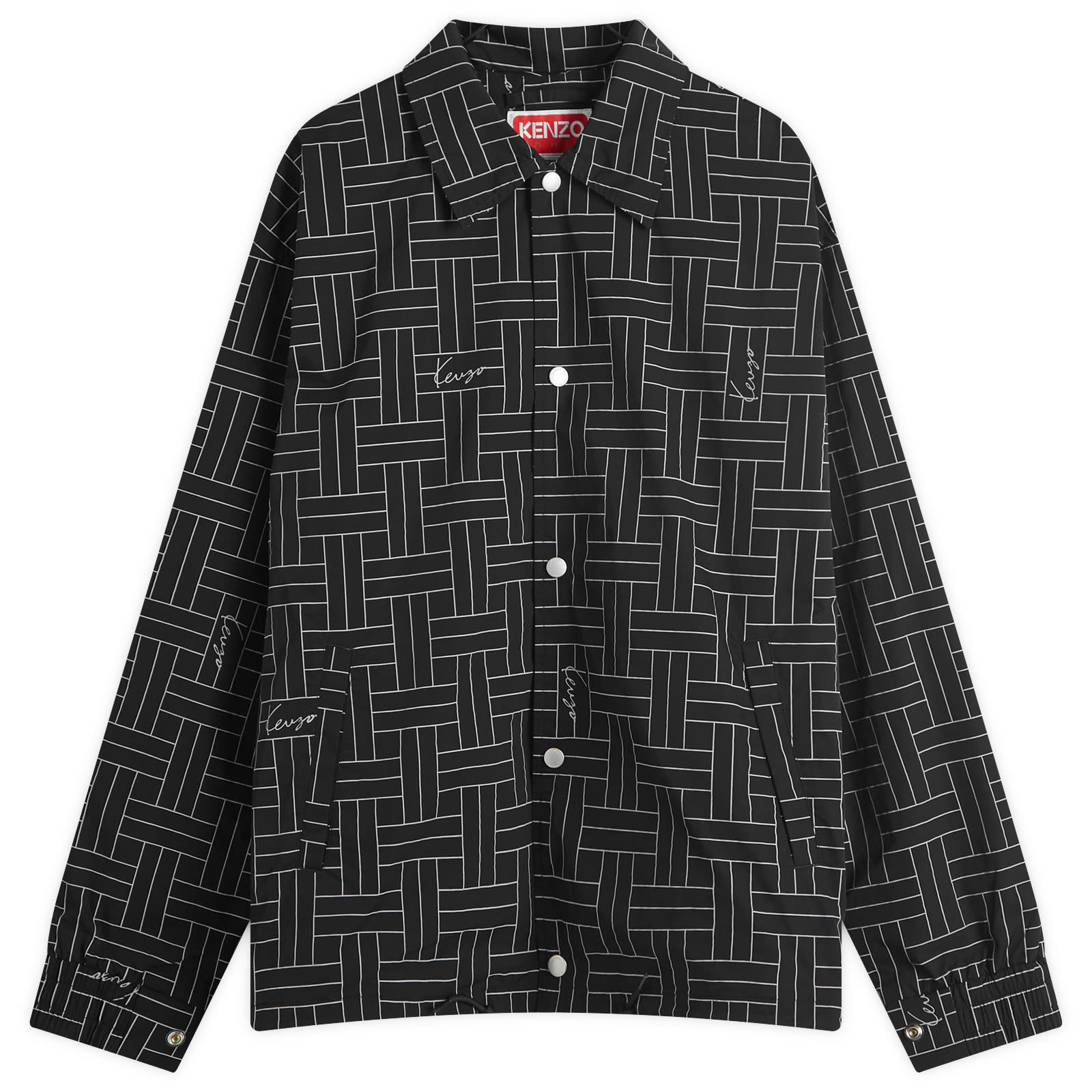 Kenzo Weave Print Windbreaker Jacket - Black