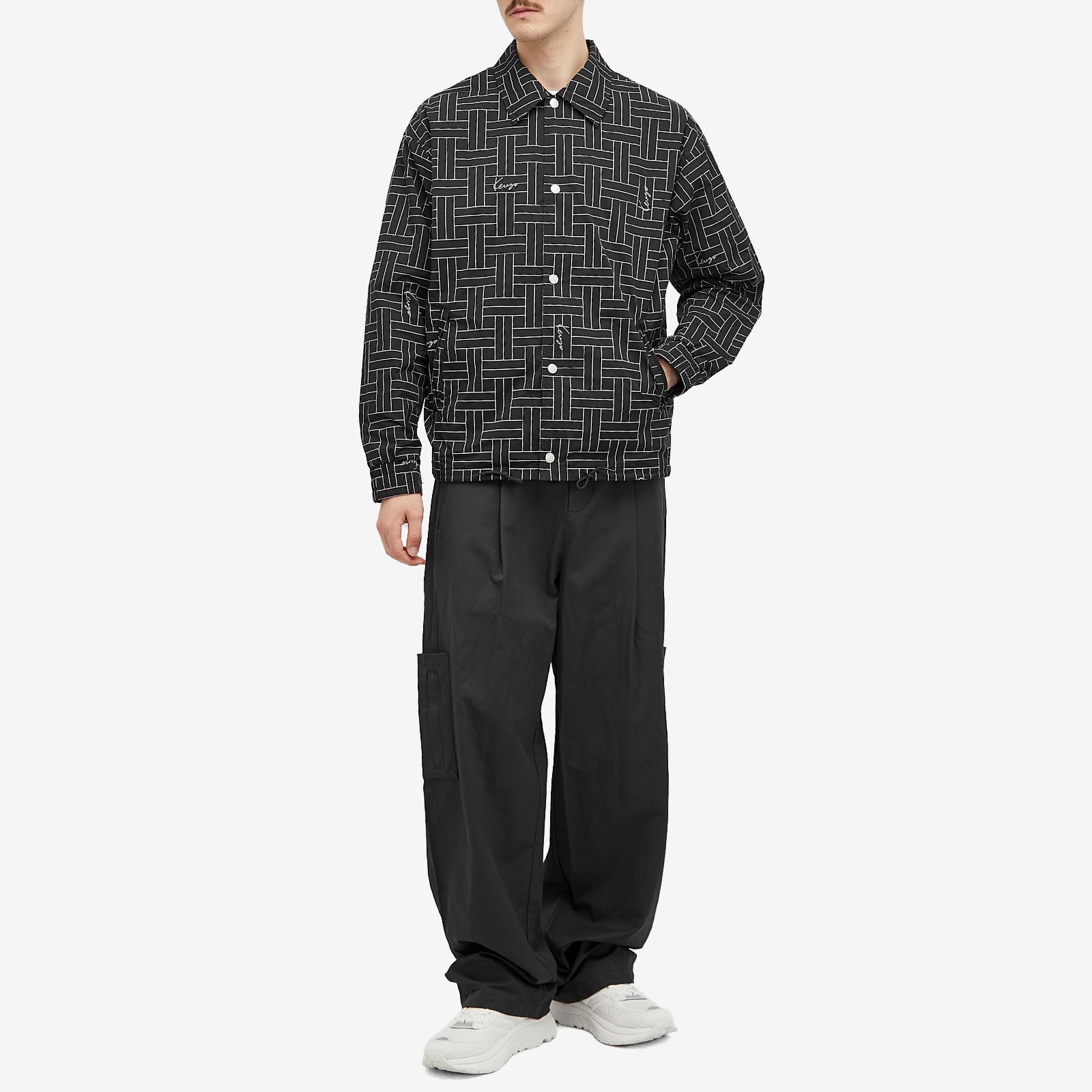 Kenzo Weave Print Windbreaker Jacket - Black