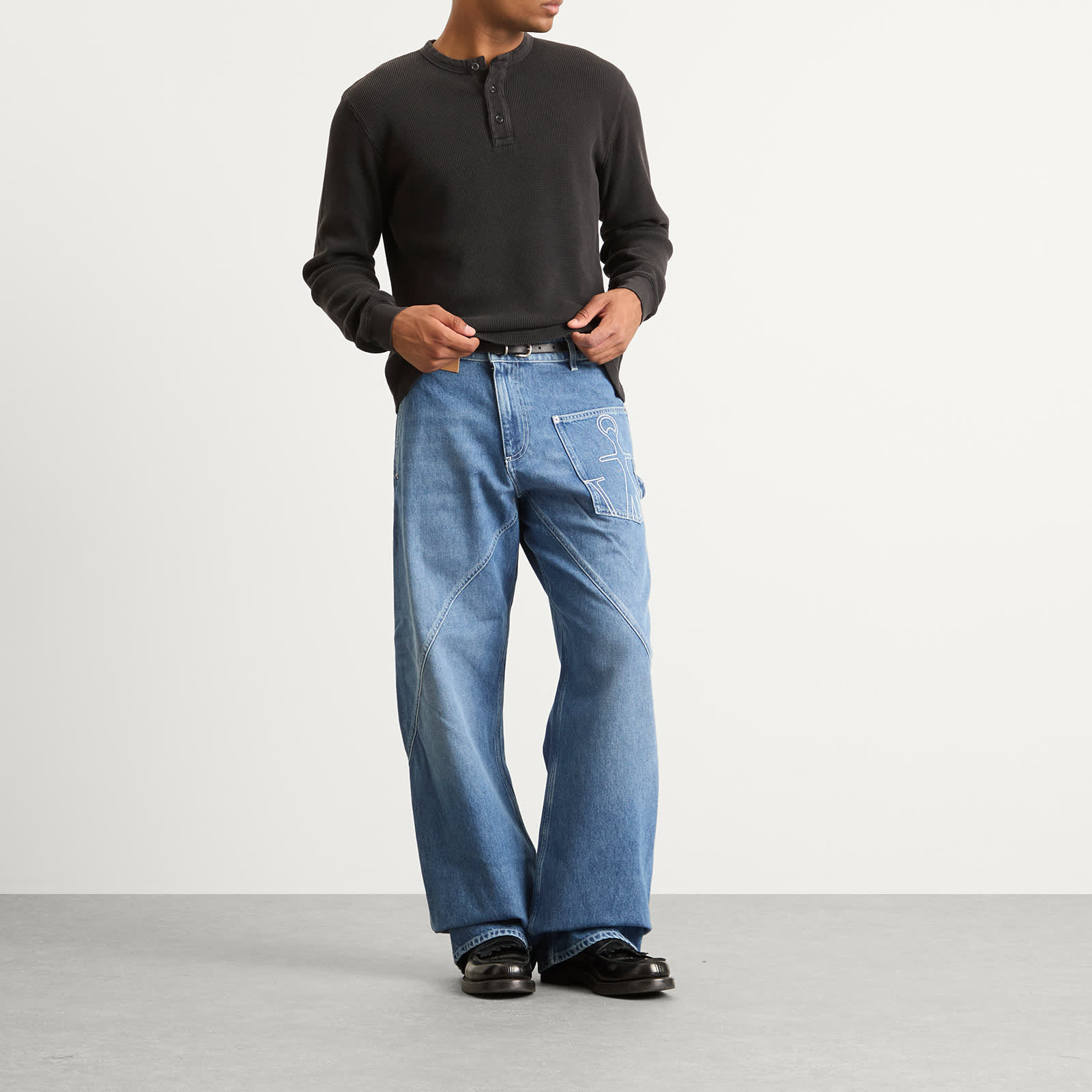 JW Anderson Long Sleeve Waffle Henley Top