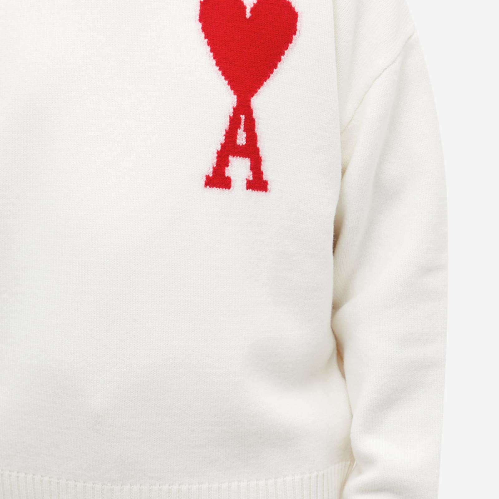 AMI Large A Heart Crew Knit - Off White & Red