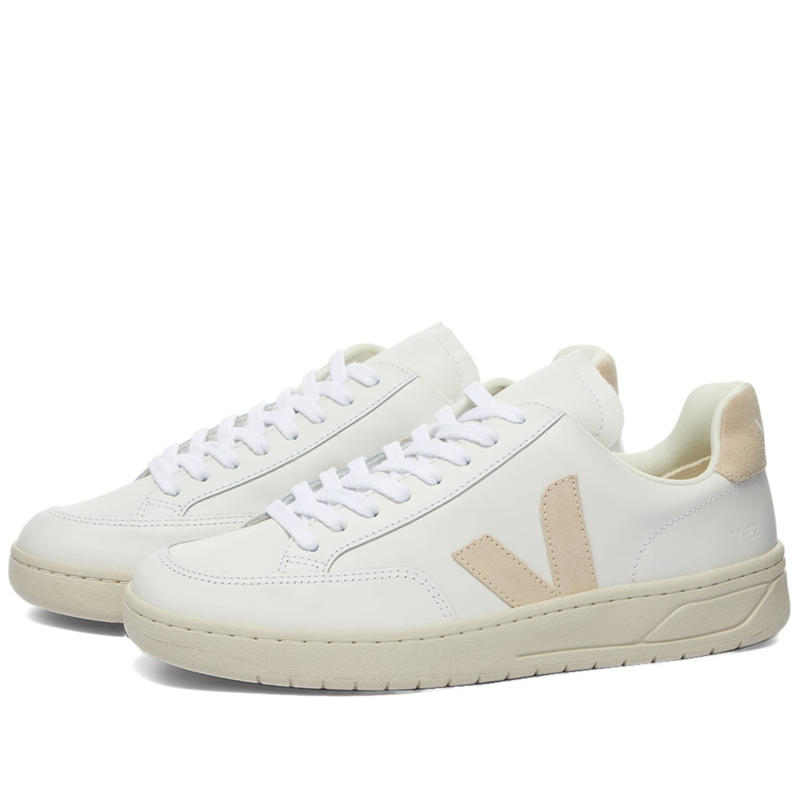 Veja V-12 Leather Sneaker - Extra White & Sable