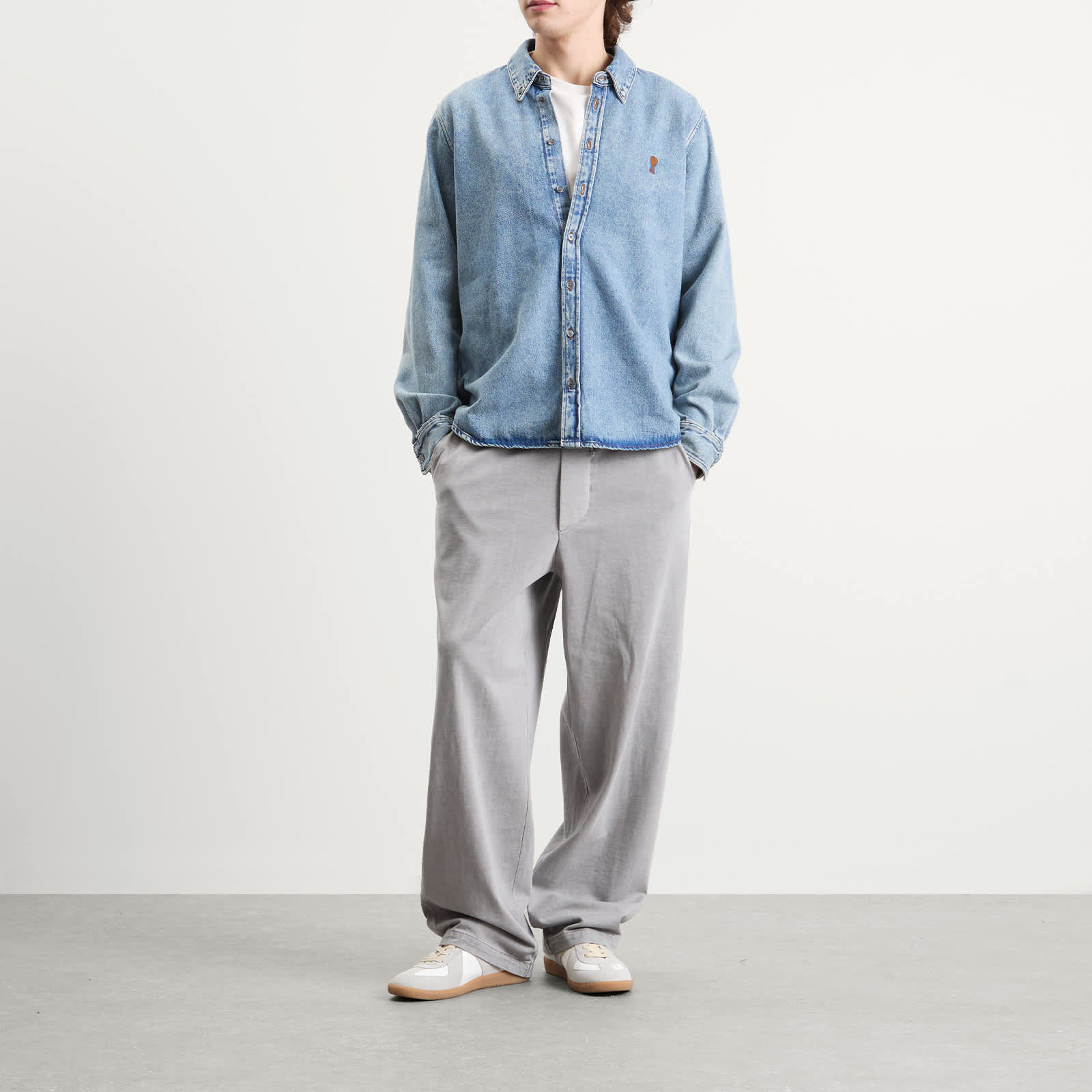 AMI Paris Used Indigo Light Denim Shirt - Bleu Used