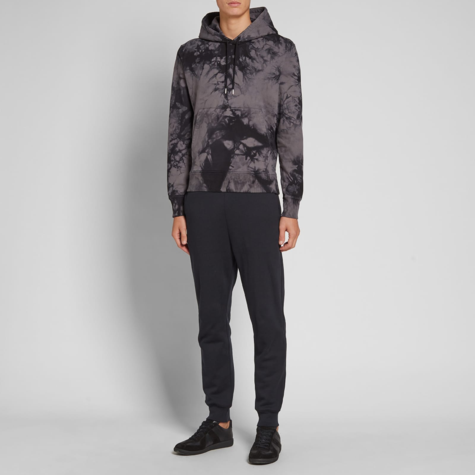 Helmut Lang Tie-Dye Logo Popover Hoody - Grey & Black