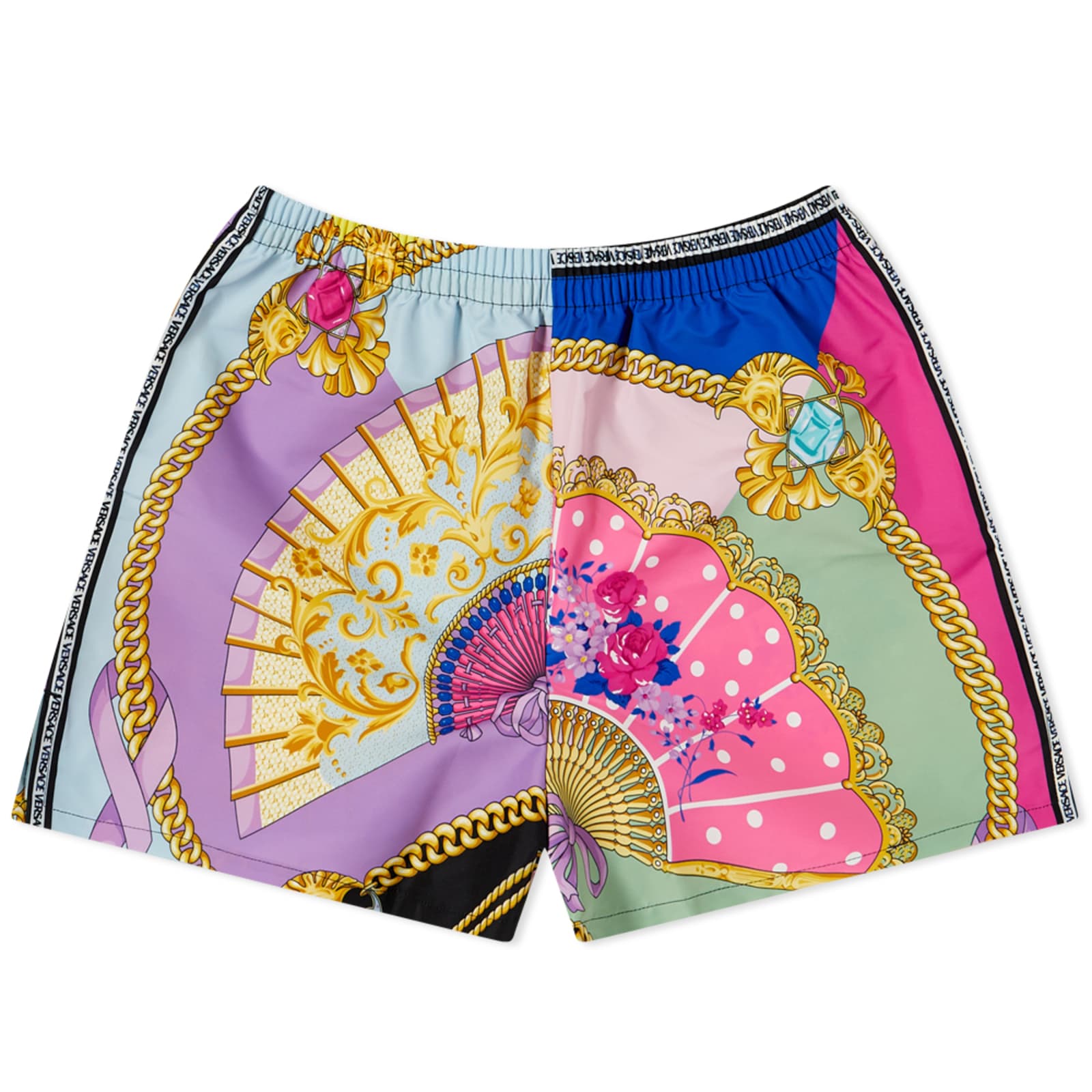 Versace Fan Print Beach Shorts Multi END.