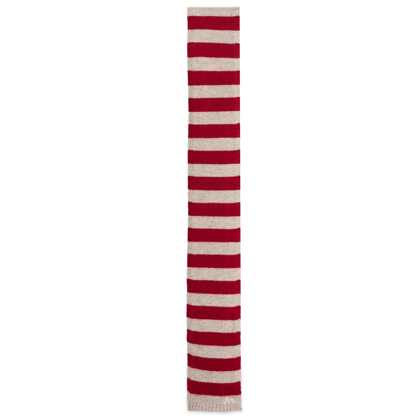 Damson Madder Stripe Skinny Scarf - Burgundy & Grey