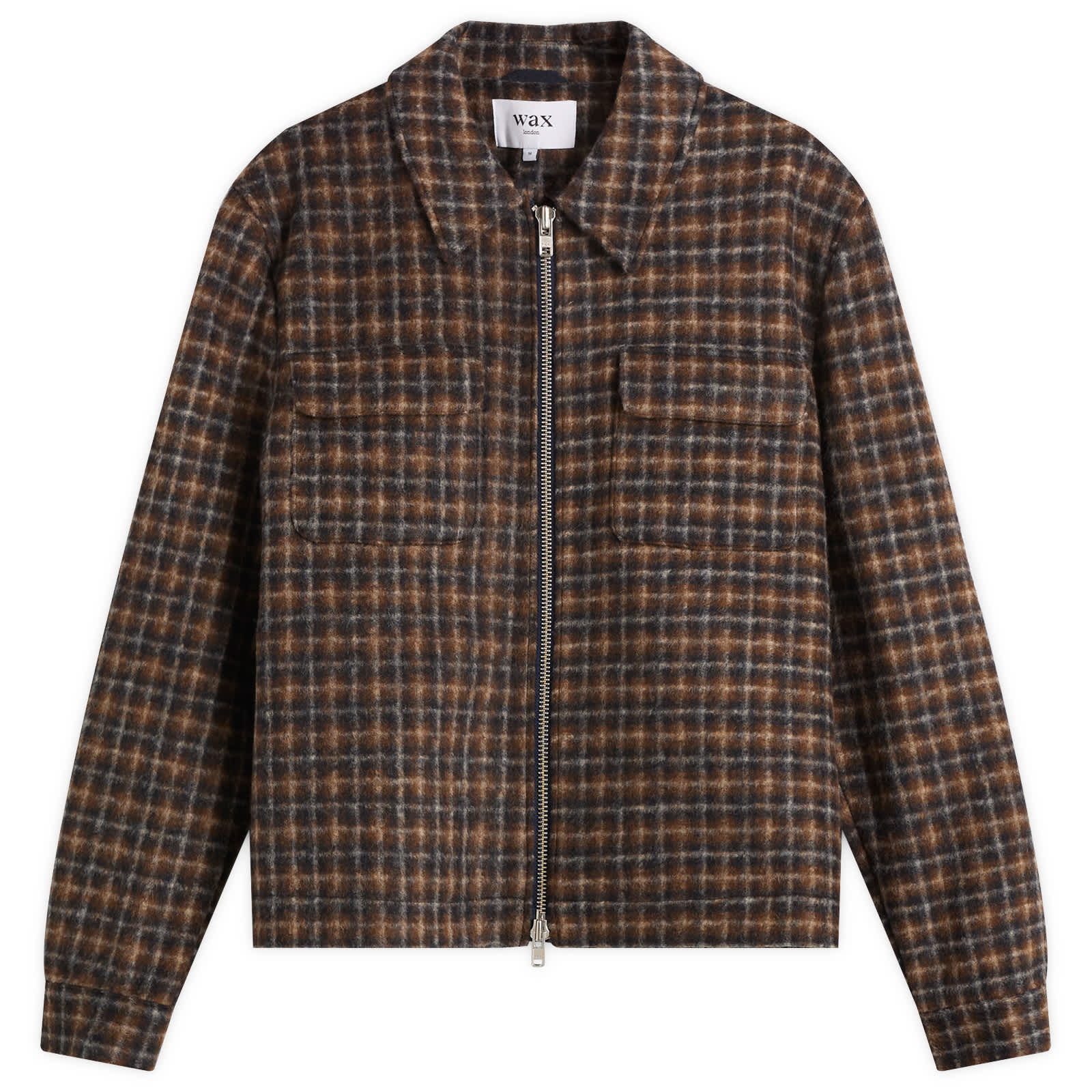Wax London Osier Drawn Check Jacket - Navy & Brown