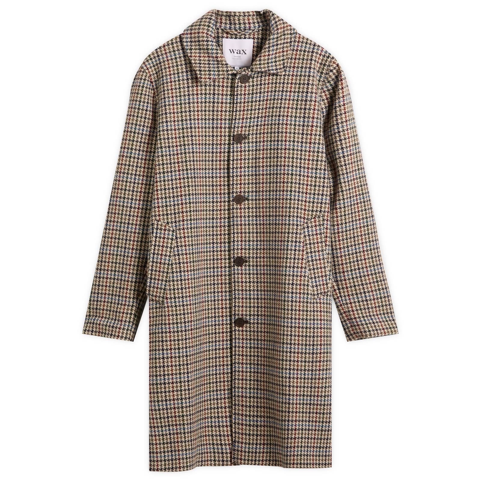 Wax London Stan Houndstooth Check Coat - Natural & Multi