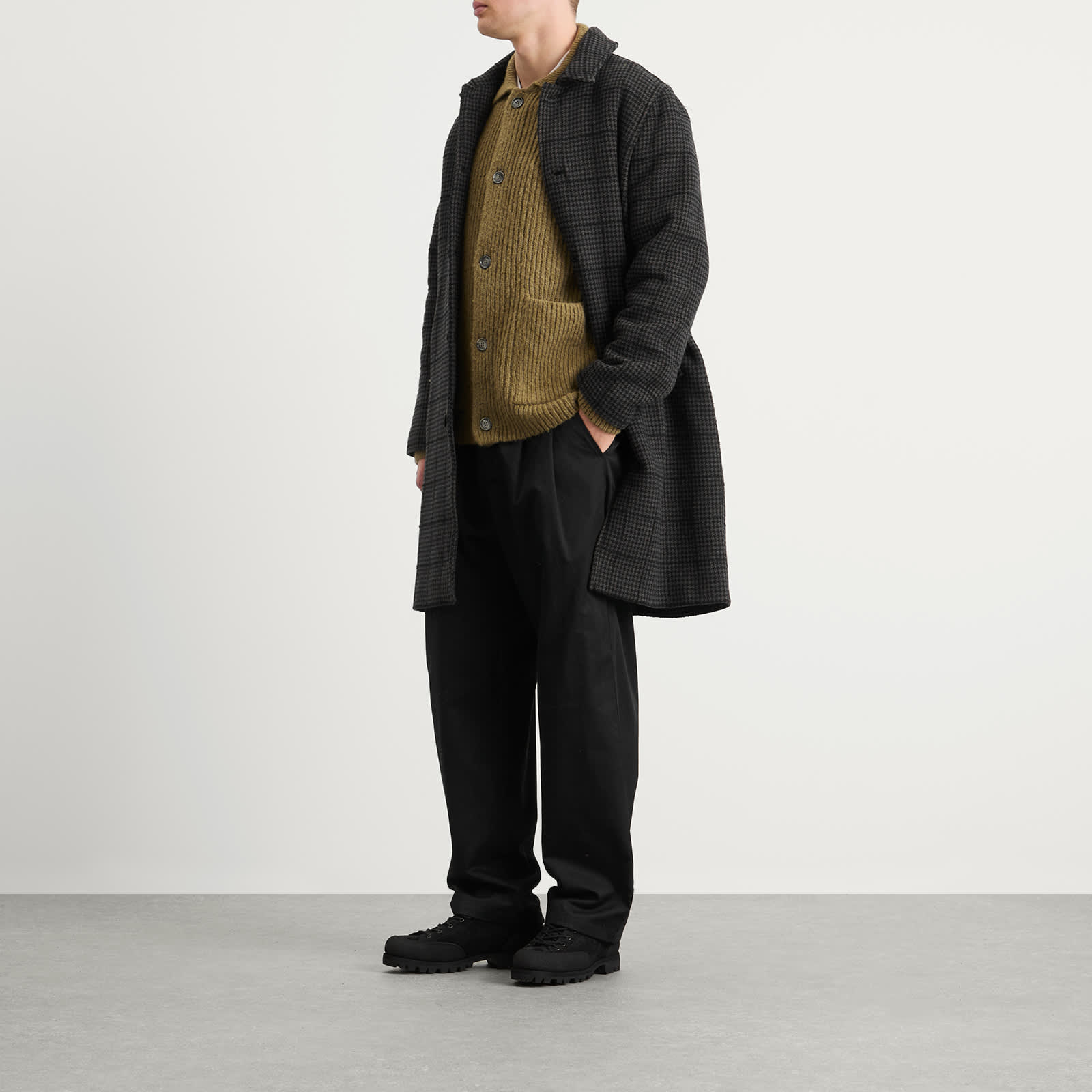Wax London Stan Puppytooth Check Coat - Navy & Grey
