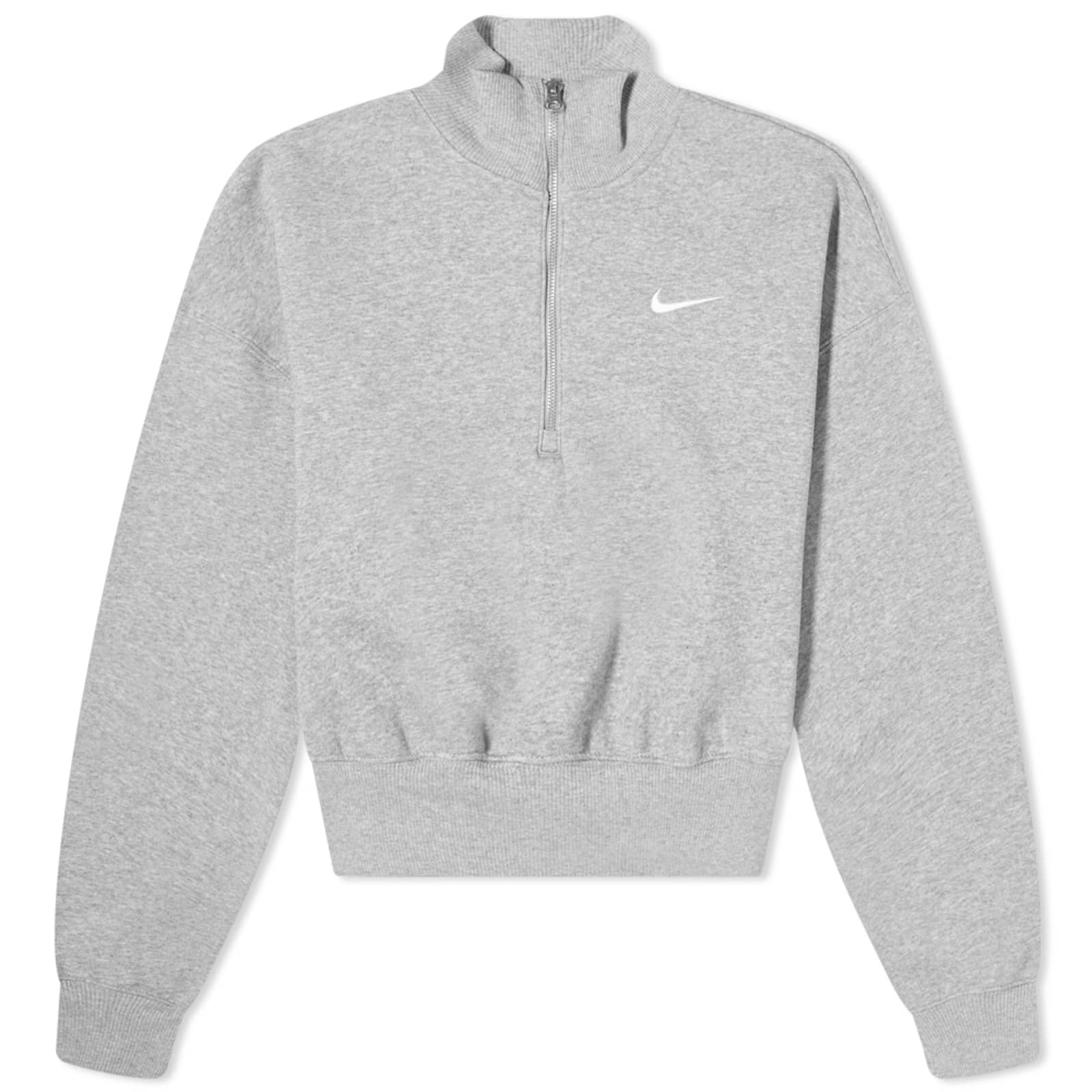 Nike Phoenix Fleece Quarter Zip Crop Dark Grey Heather & Sail END. (UK)