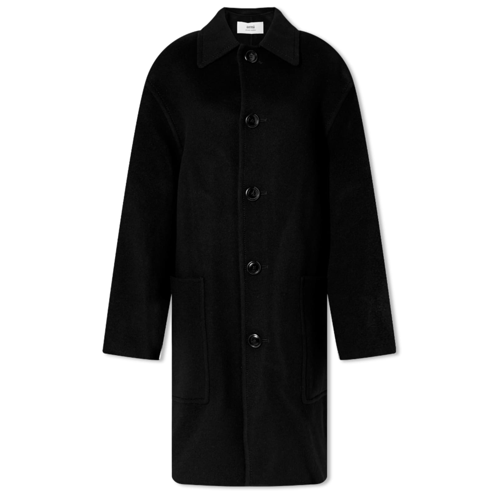 AMI Double Face Long Coat Black END.