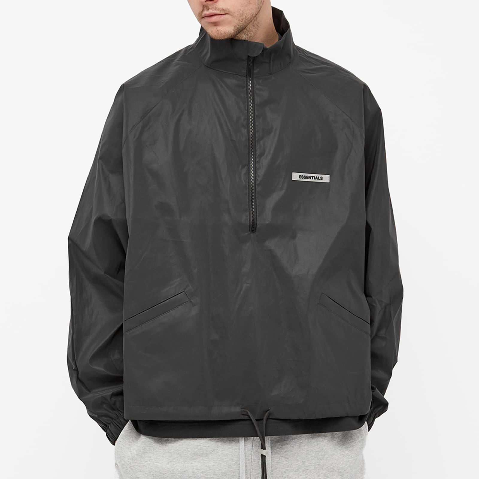 Fear of God ESSENTIALS Half Zip Track Jacket - Black