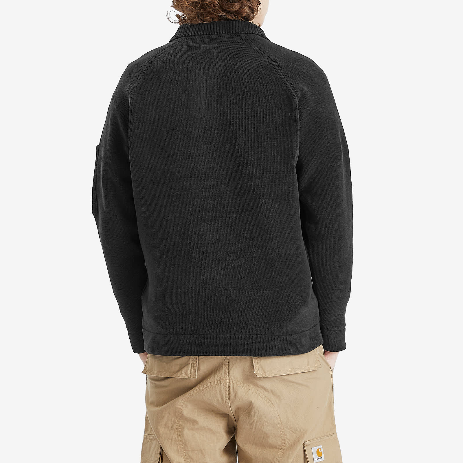 C.P. Company Chenille Cotton Lens Knit Polo - Black