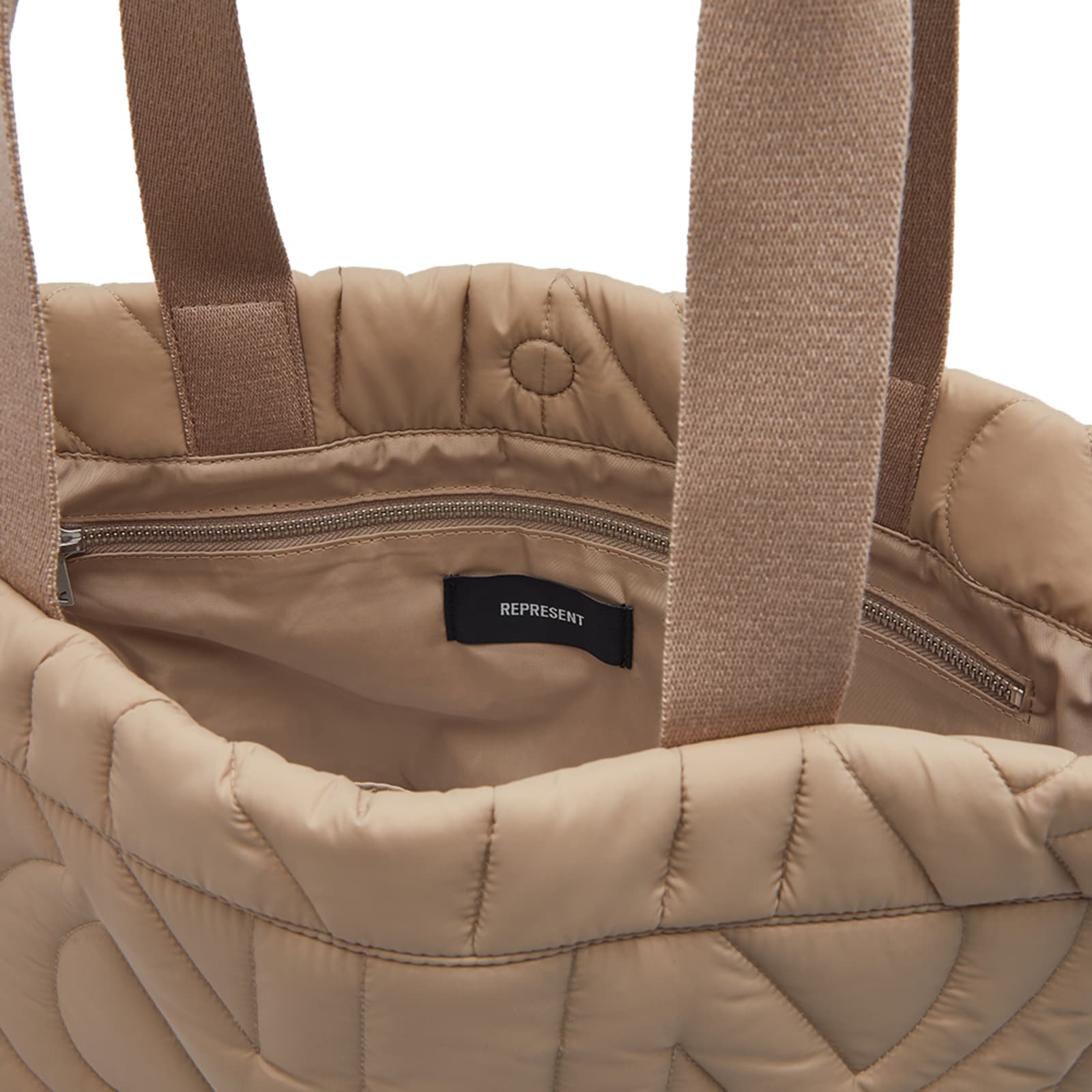 Represent Initial Quilted Tote Bag Mushroom END.