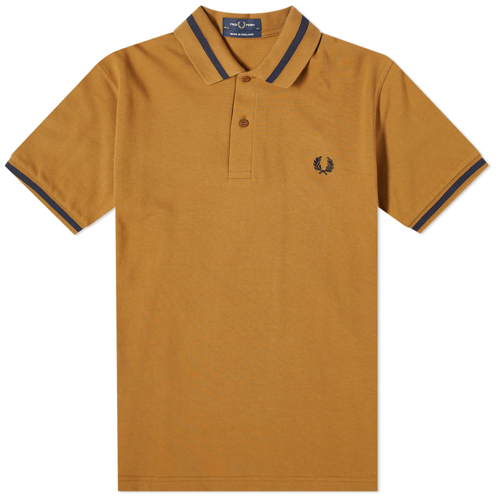 Fred Perry Single Tipped Polo - Dark Caramel & Navy