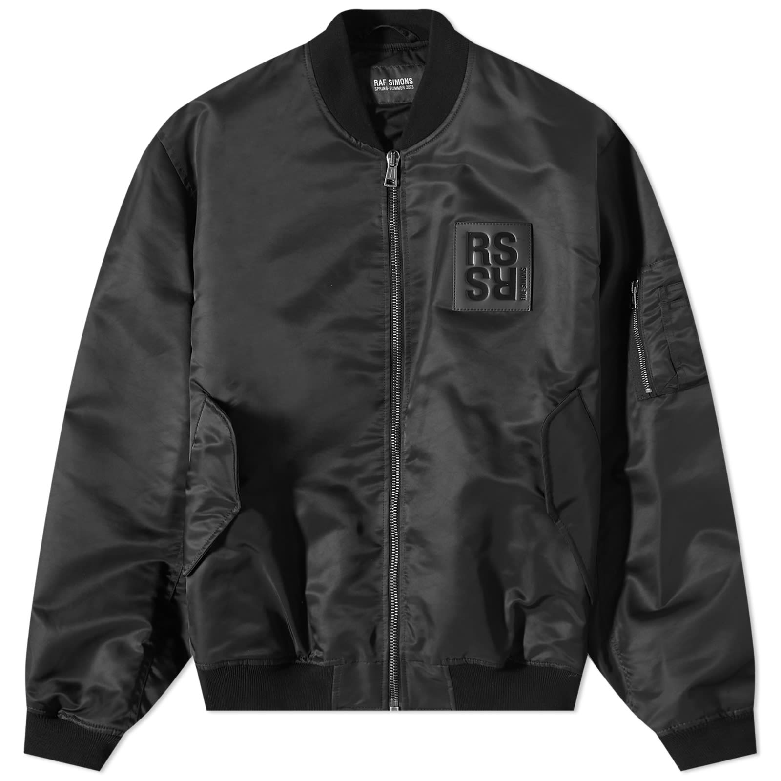 Raf Simons Leather Patch Bomber - Black