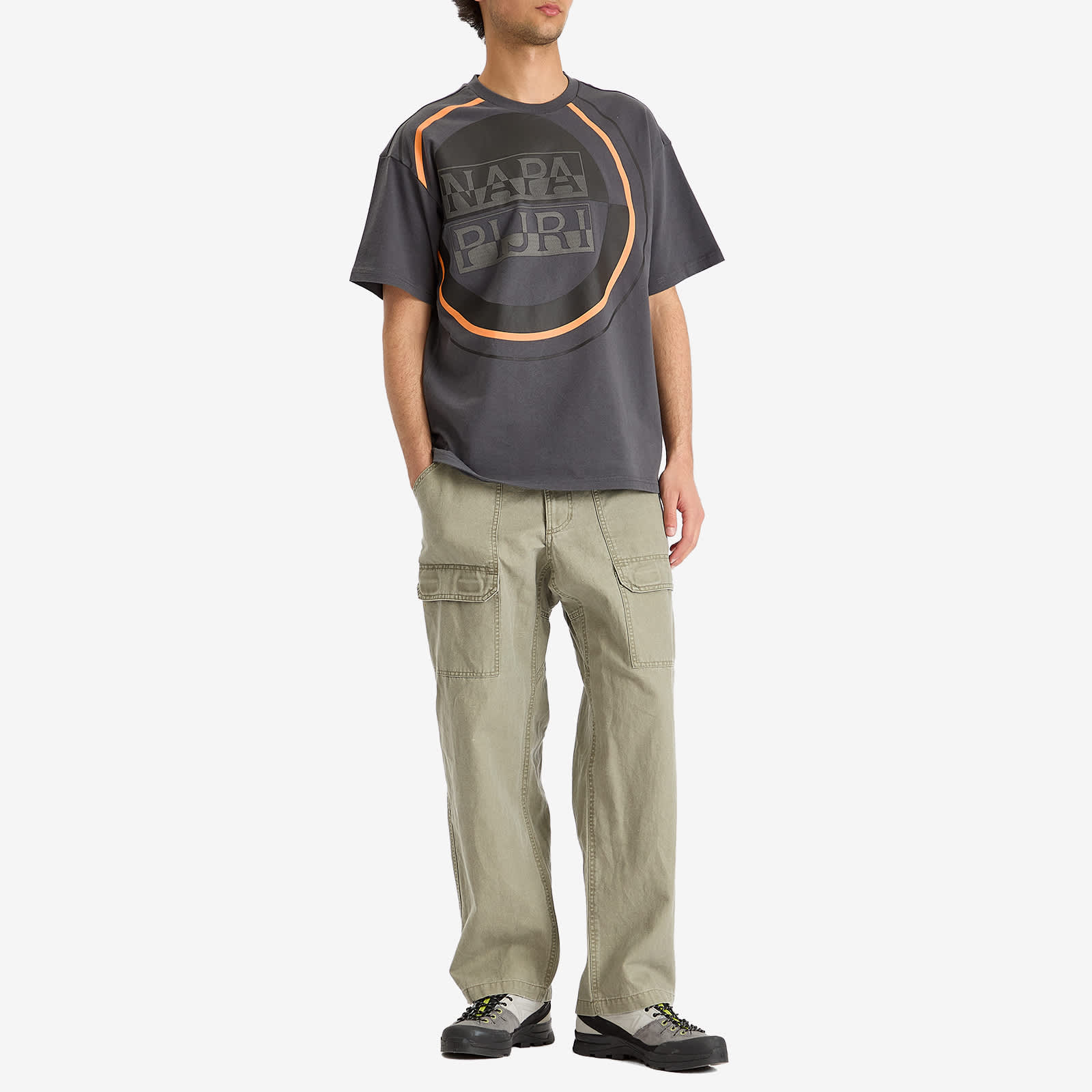 Napapijri Premium Macro Dimension Print T-Shirt - Dark Grey Solid