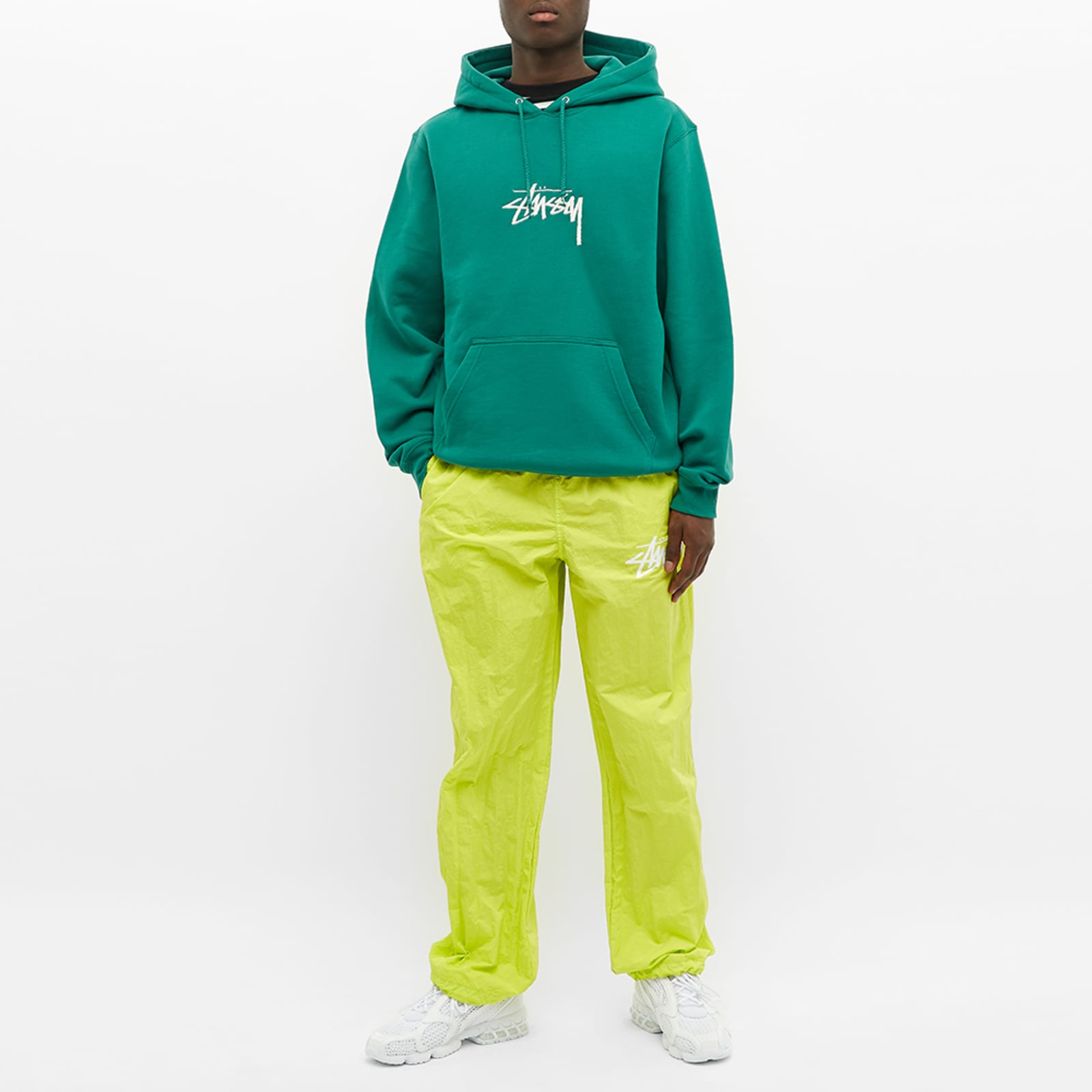 Stussy stock logo hoodie green clearance