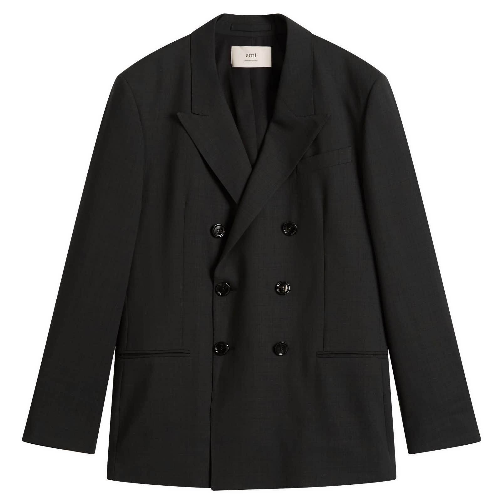 AMI Paris Light Wool Twill 6 Button Jacket - Anthracite