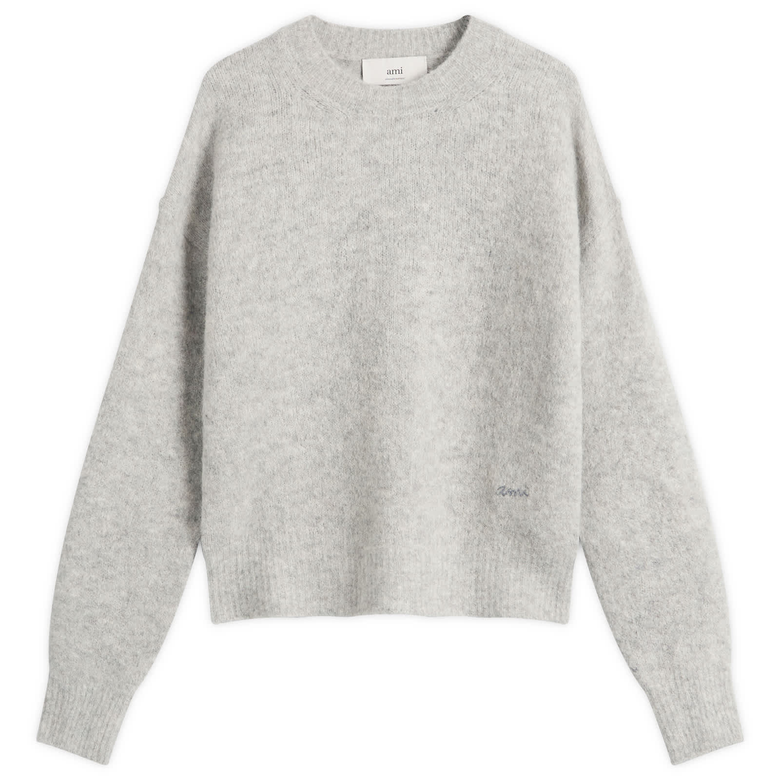AMI Paris Wool And Alpaca Knit Crew Neck Jumper - Gris