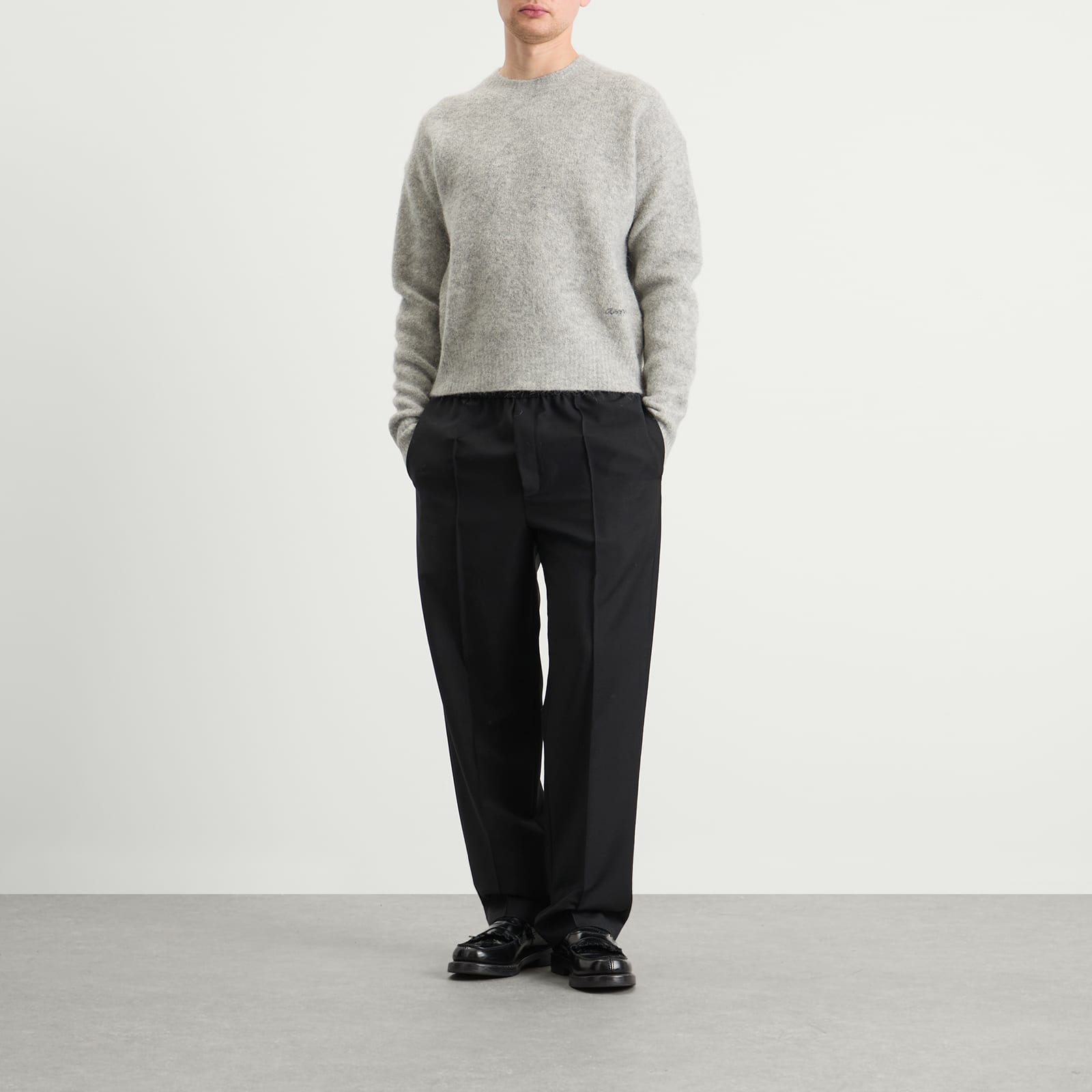 AMI Paris Wool And Alpaca Knit Crew Neck Jumper - Gris