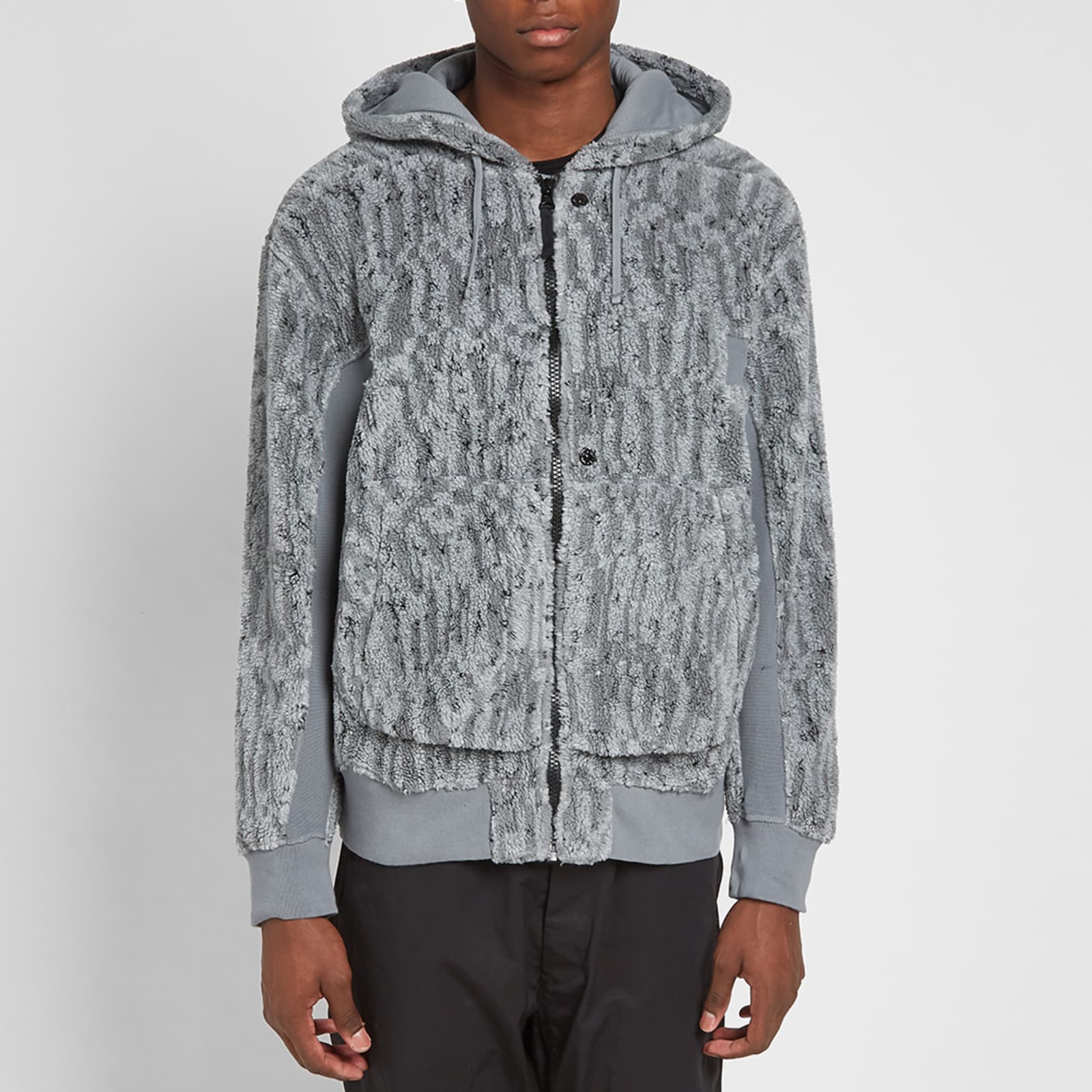 Stone Island Shadow Project Jacquard Teddy Zip Hoodie - Pearl Grey