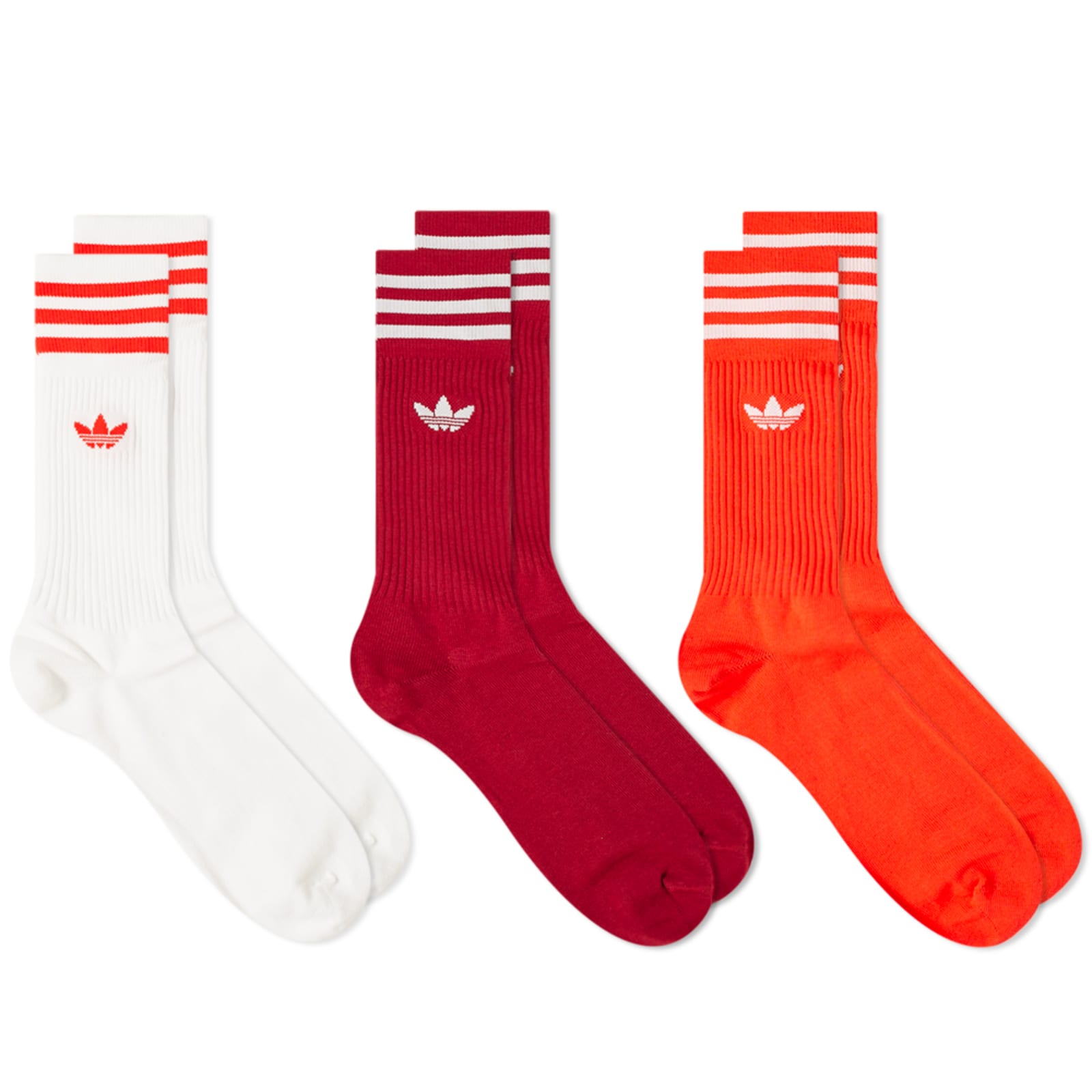 Adidas Solid Crew Socks 3 Pack White, Red & Burgundy END.