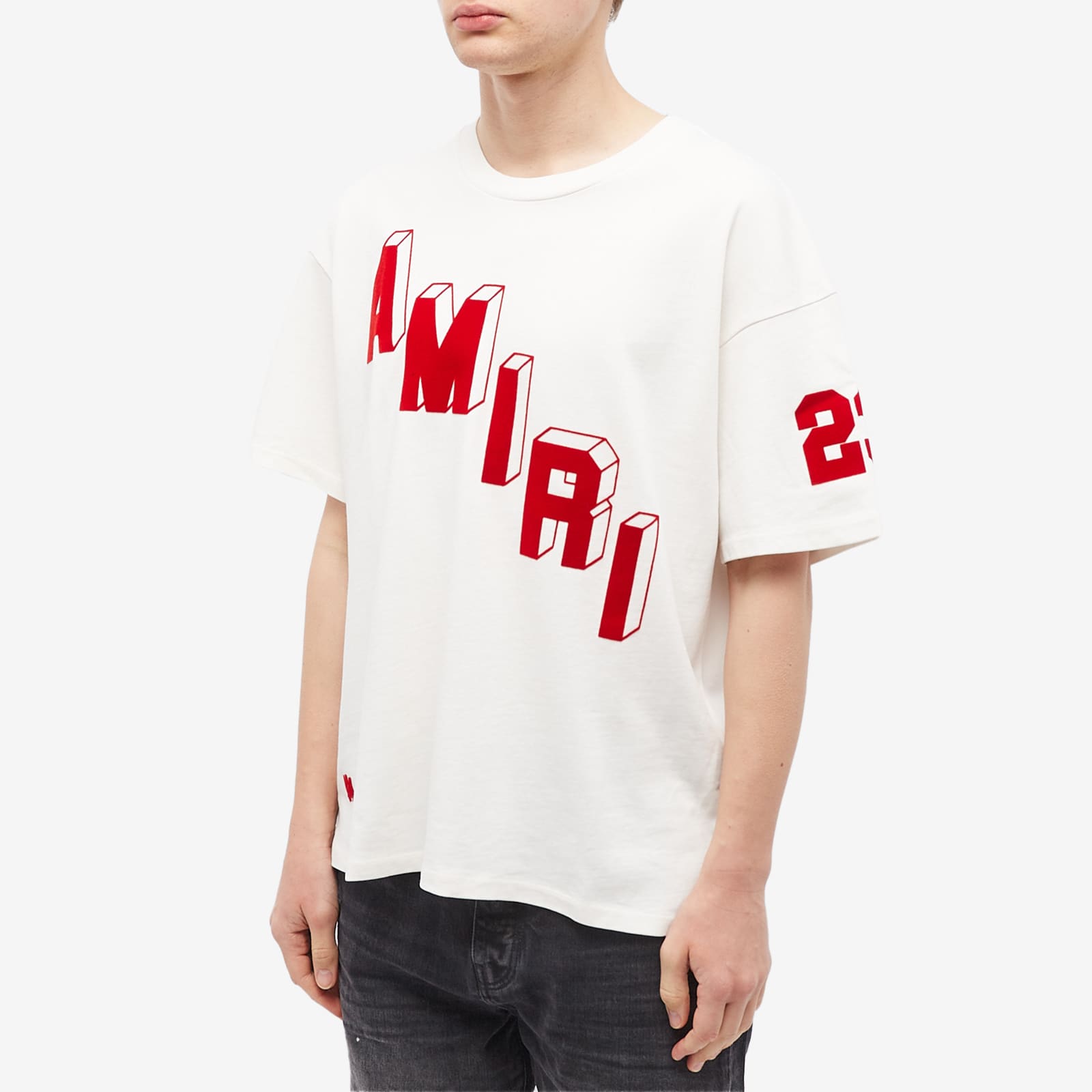AMIRI Flocked Hockey Skater T-Shirt Vanilla | END.