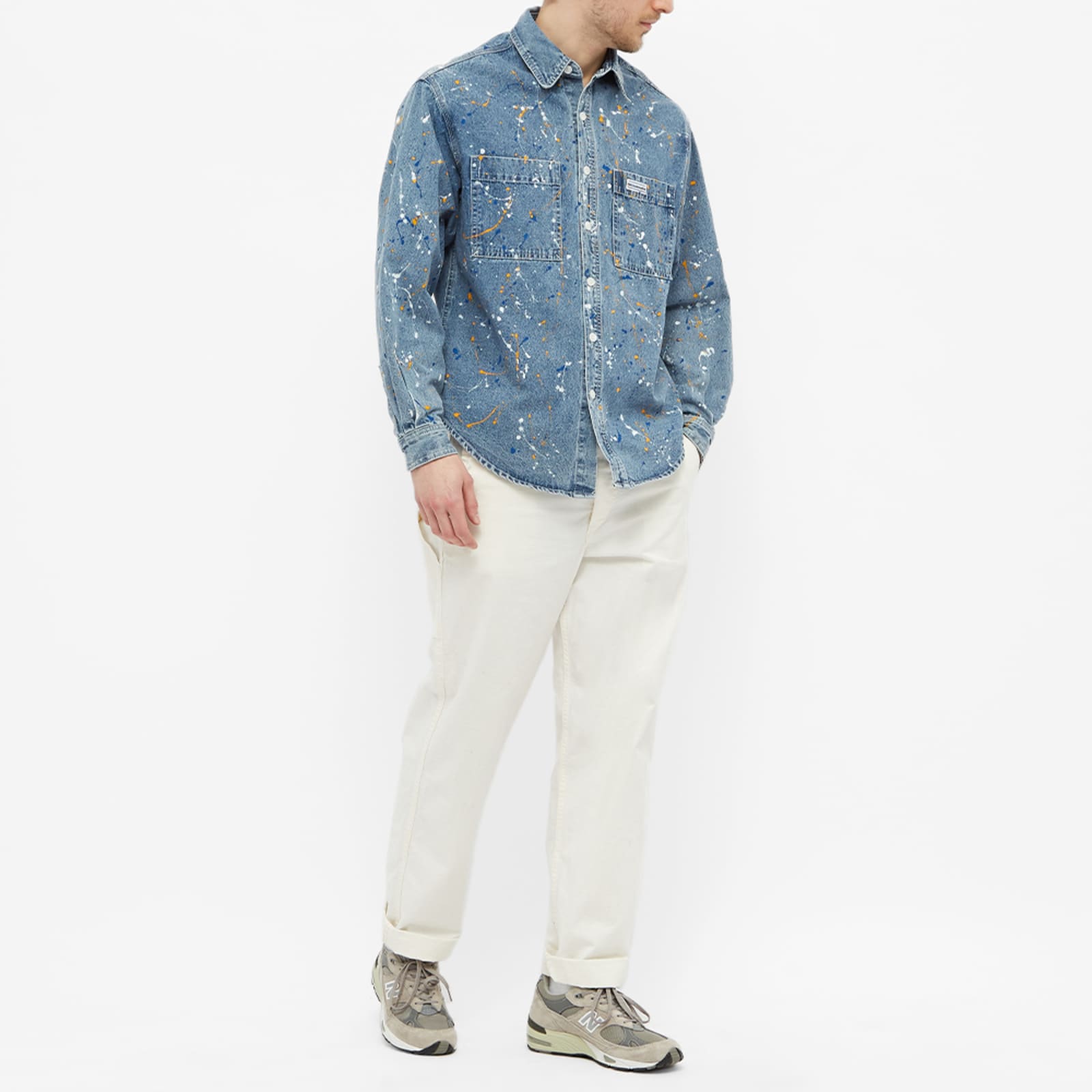 thisisneverthat Paint Splatter Denim Shirt Blue END. (AU)