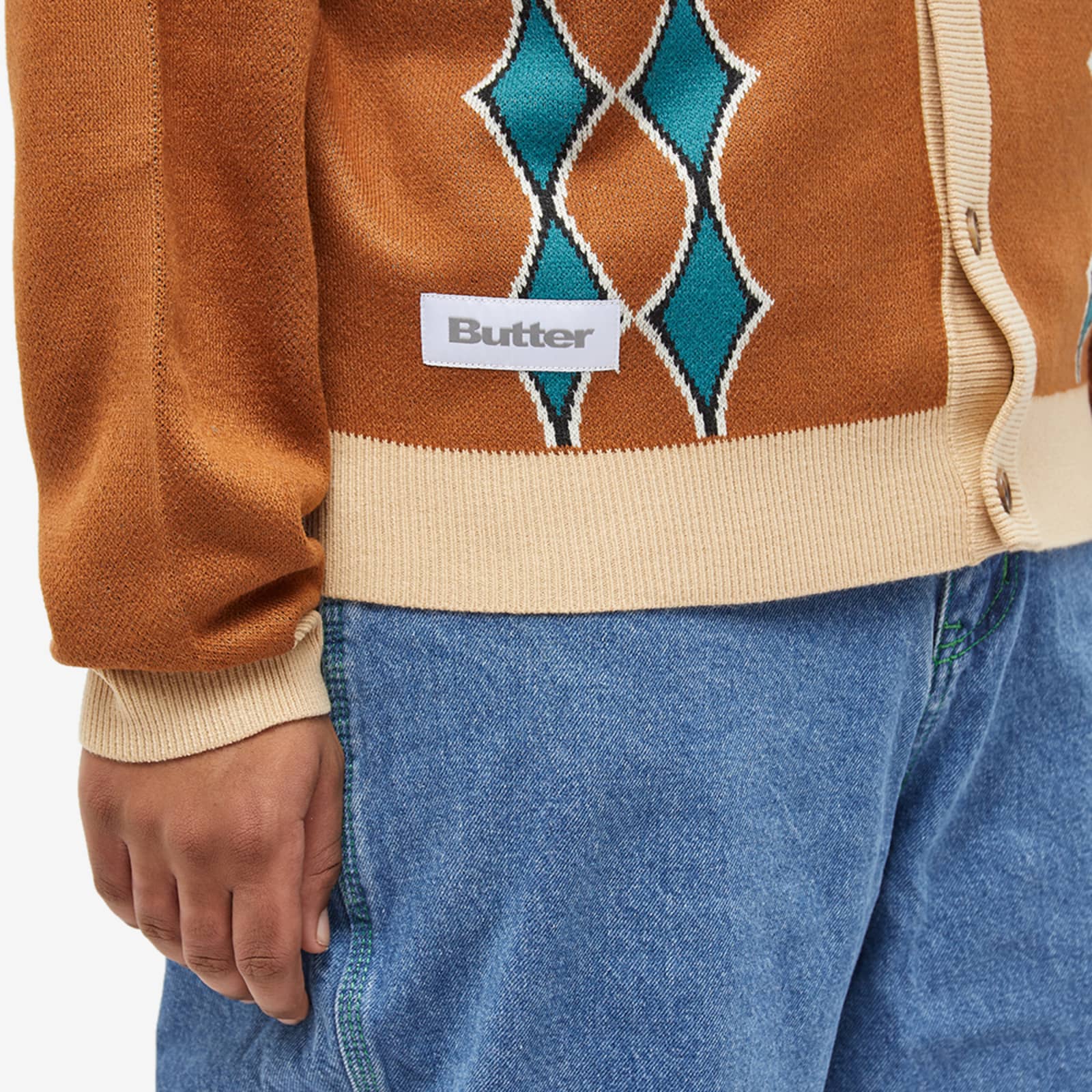 Butter Goods Diamond Knit Cardigan Nutmeg END.