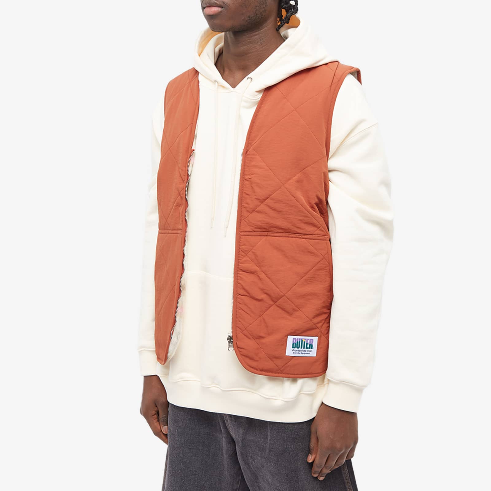 Butter Goods Reversible Hairy Plaid Vest Brown & Pink END. (HK)