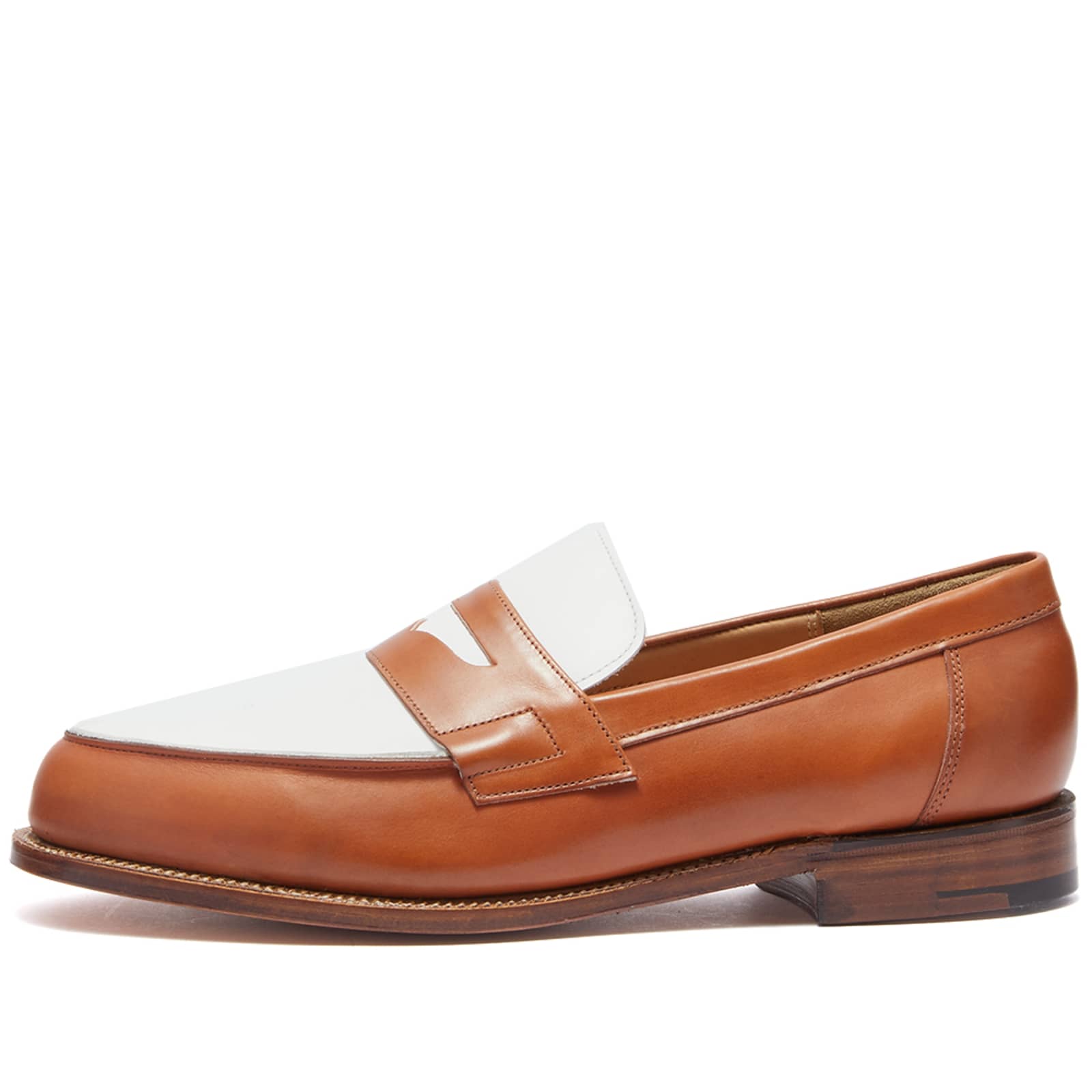 Grenson Epsom Penny Loafer - Tan Handpainted & White