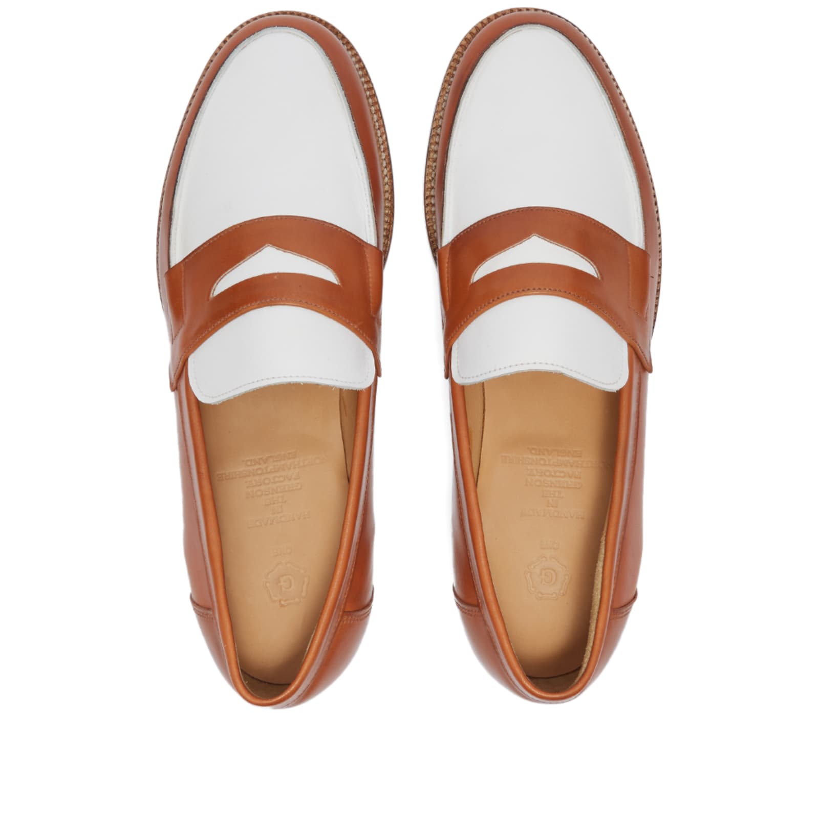 Grenson Epsom Penny Loafer - Tan Handpainted & White