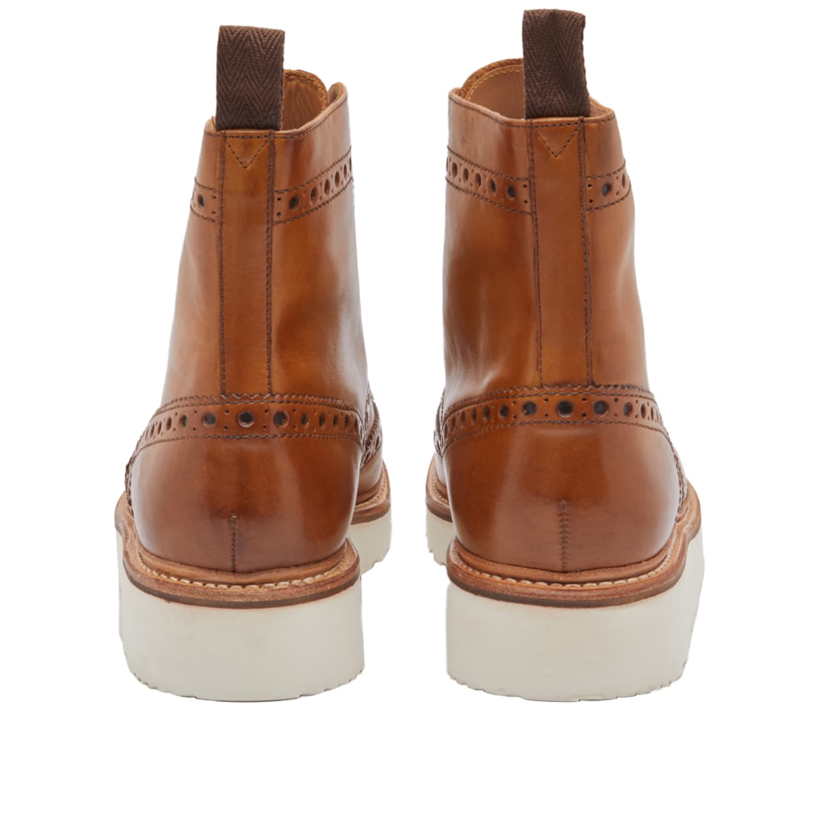 Grenson Fred V Brogue Boot - Tan Calf