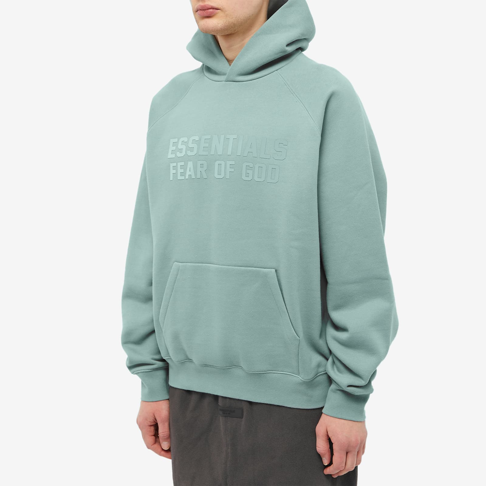 Fear of god essentials hoodie baby blue clearance
