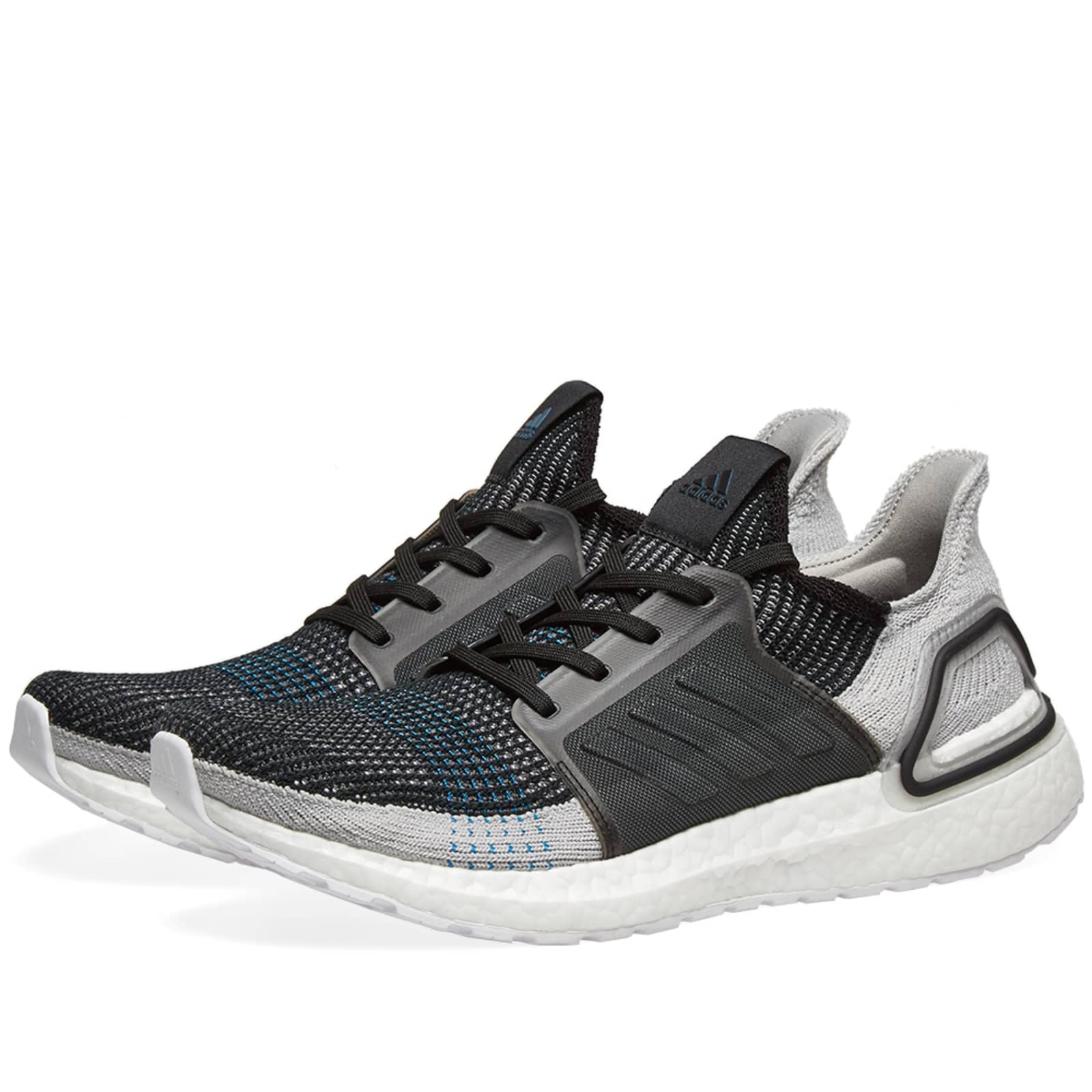 Adidas Ultra Boost 19 - Core Black, Grey & Shock Cyan