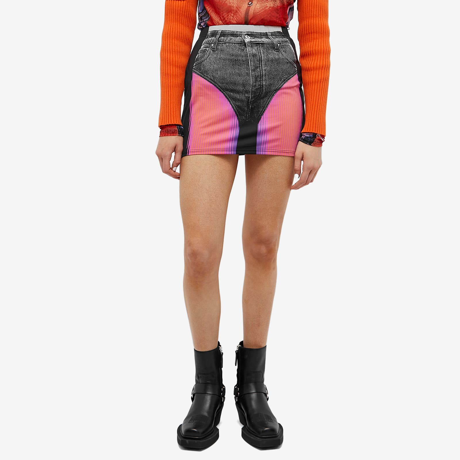Y-Project x Jean Paul Gaultier Trompe L'Oeil Janty Mini Skir Black ...