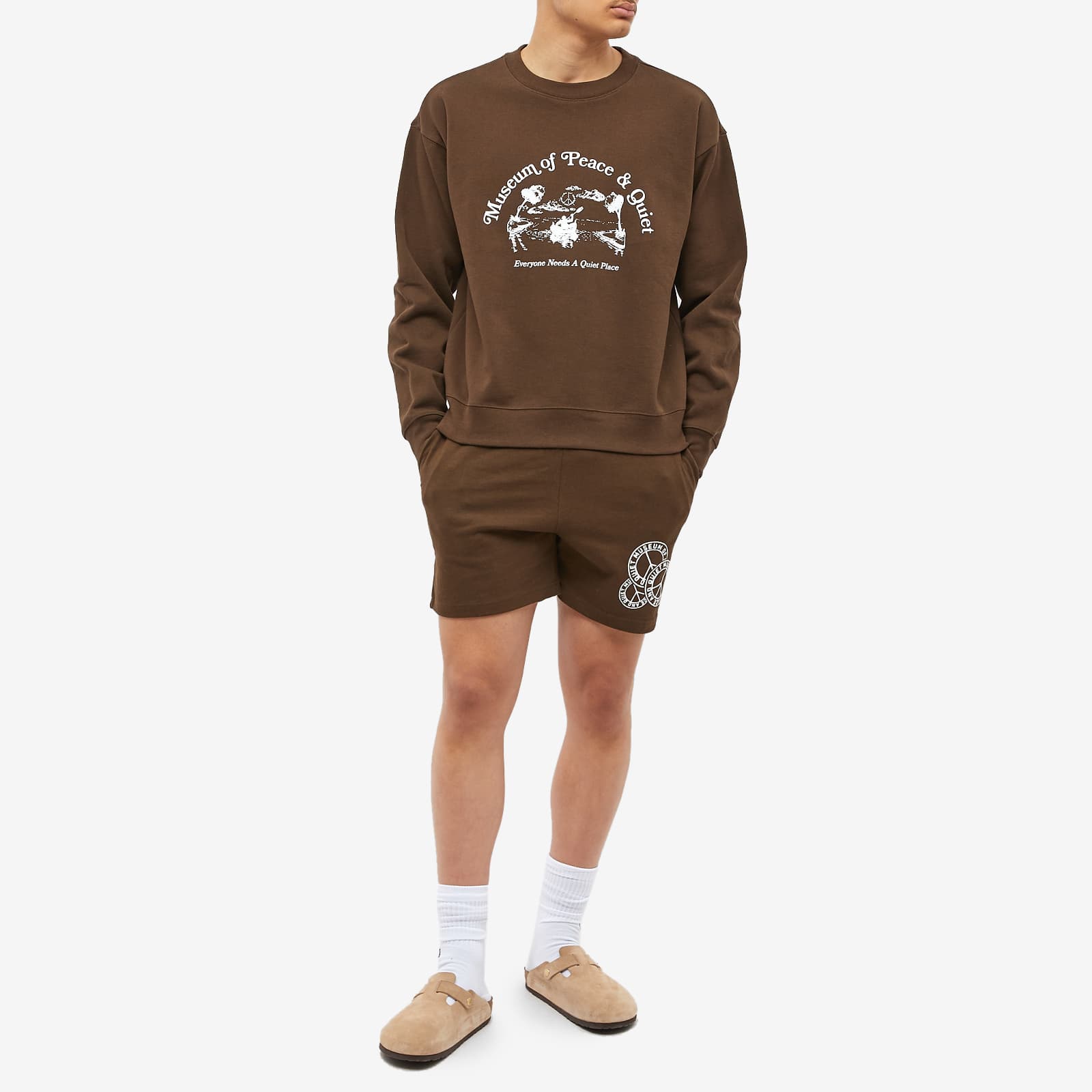 Museum of Peace and Quiet Quiet Place Crew Sweatshirt - Brown